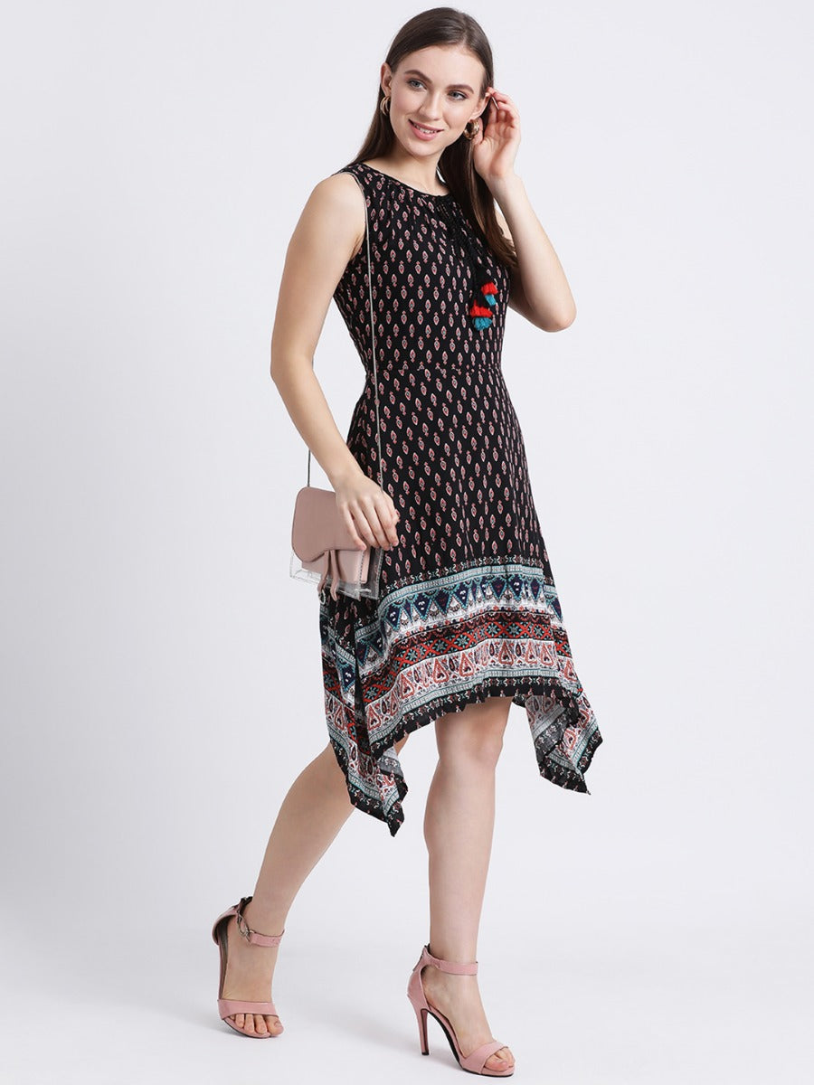 Black Bohemian Sheath Dress