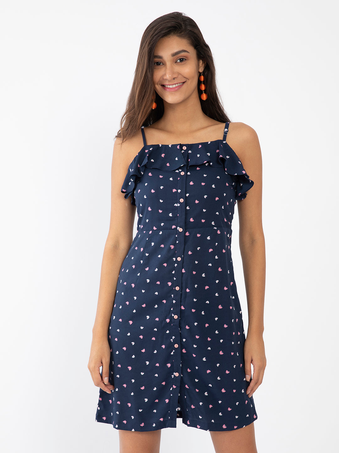 Blue Polka Sleeveless Sheath Dress