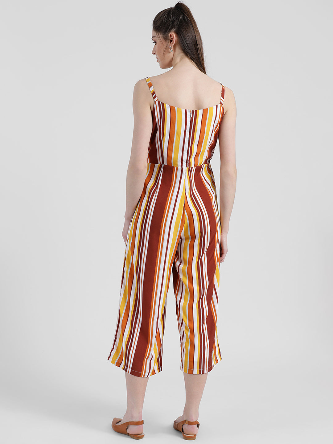 Multi-Colored Striped Basic Jumpsuit