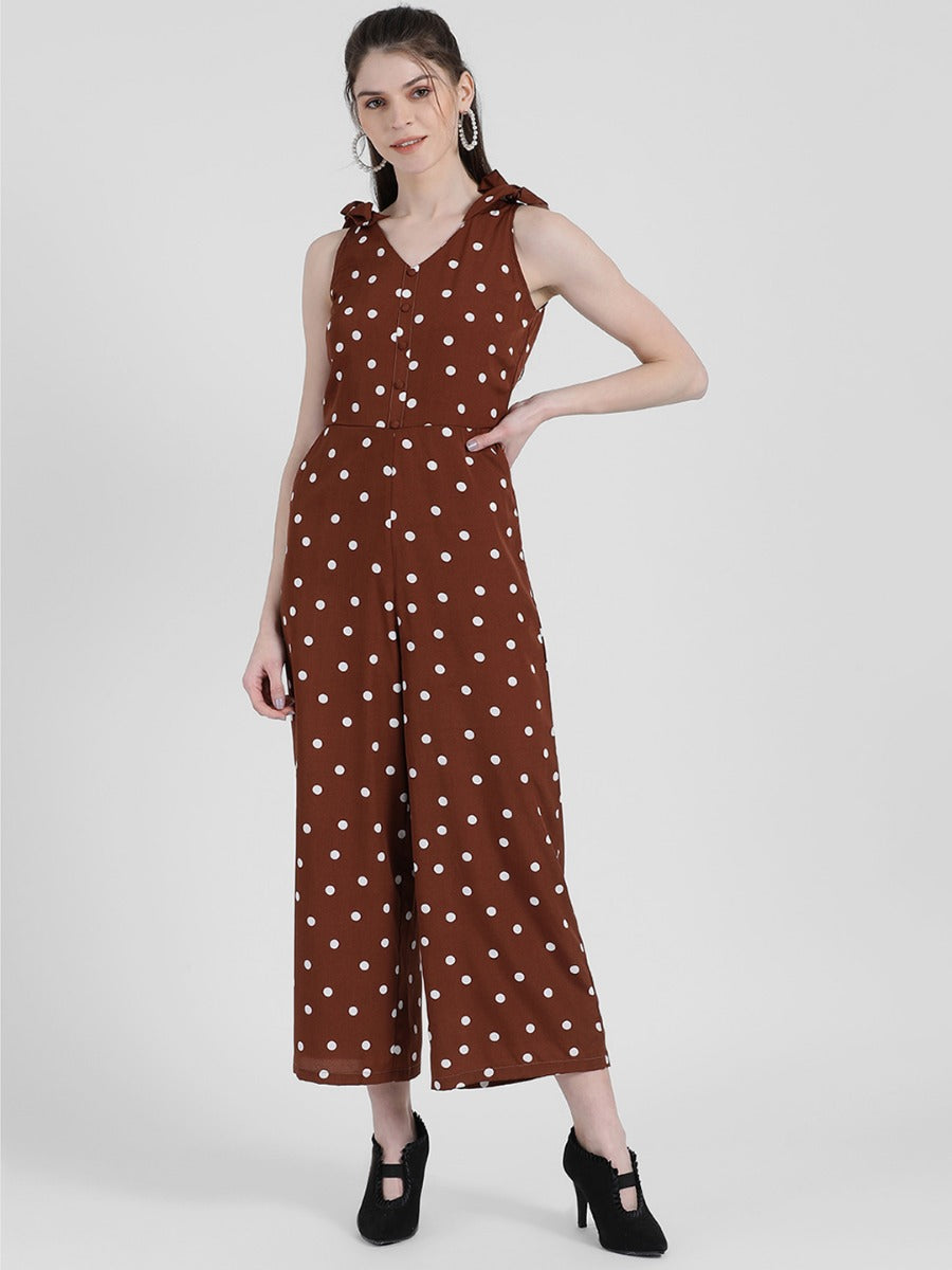 Brown Polka Jumpsuit