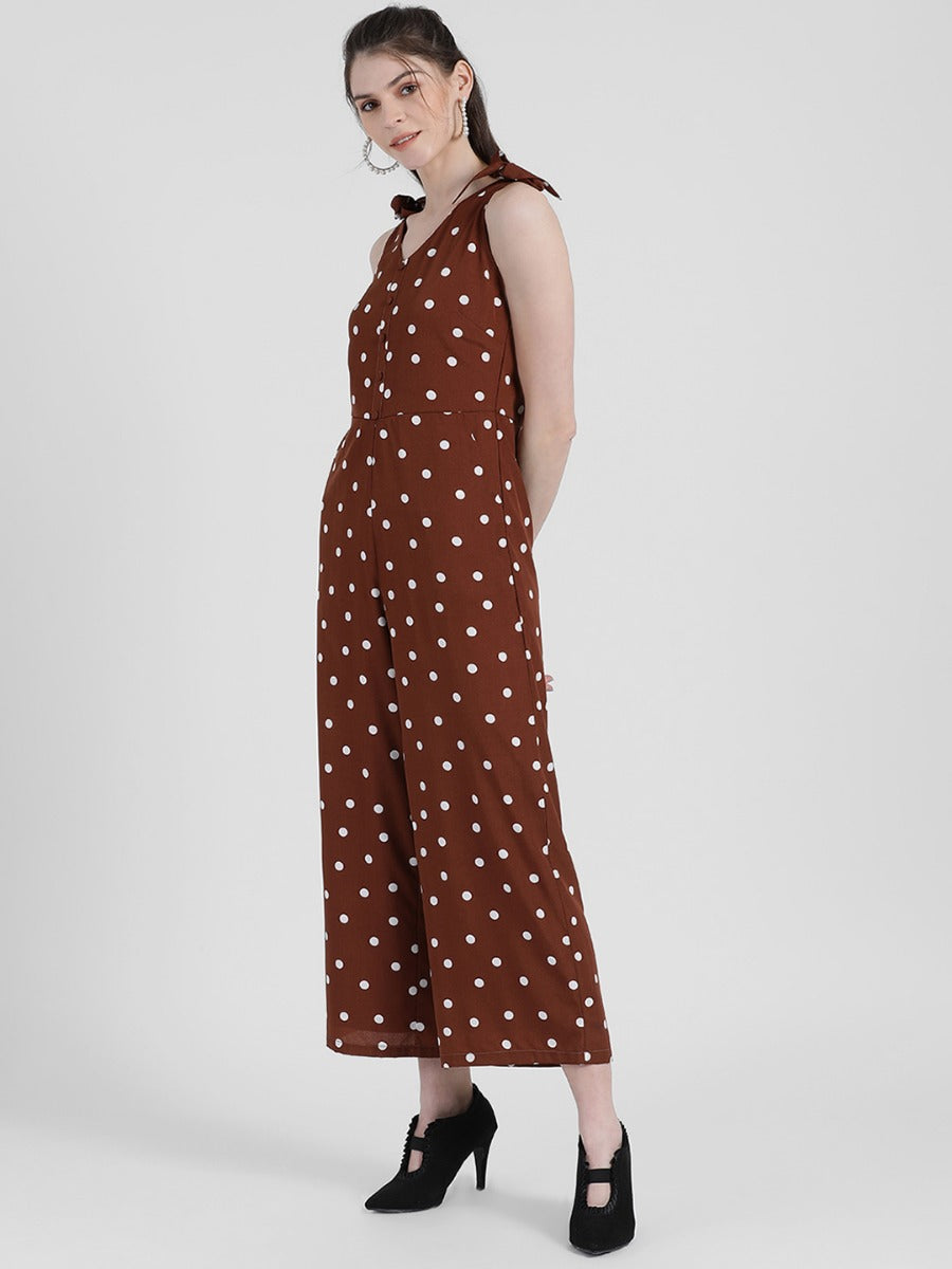 Brown Polka Jumpsuit