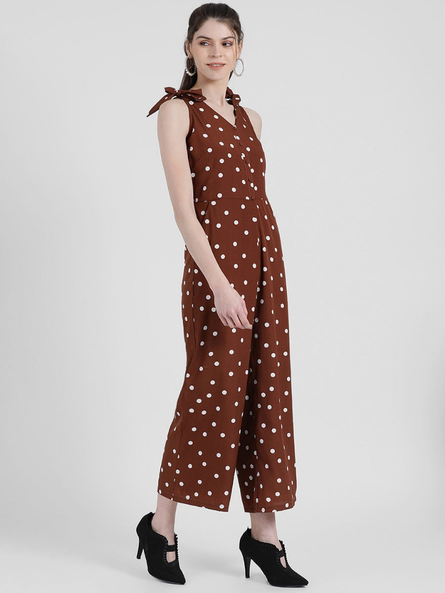 Brown Polka Jumpsuit