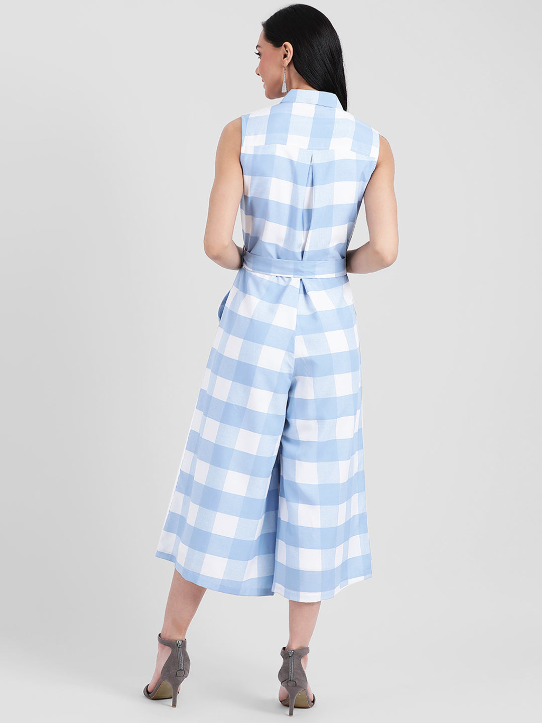 Blue Checked Jumpsuit