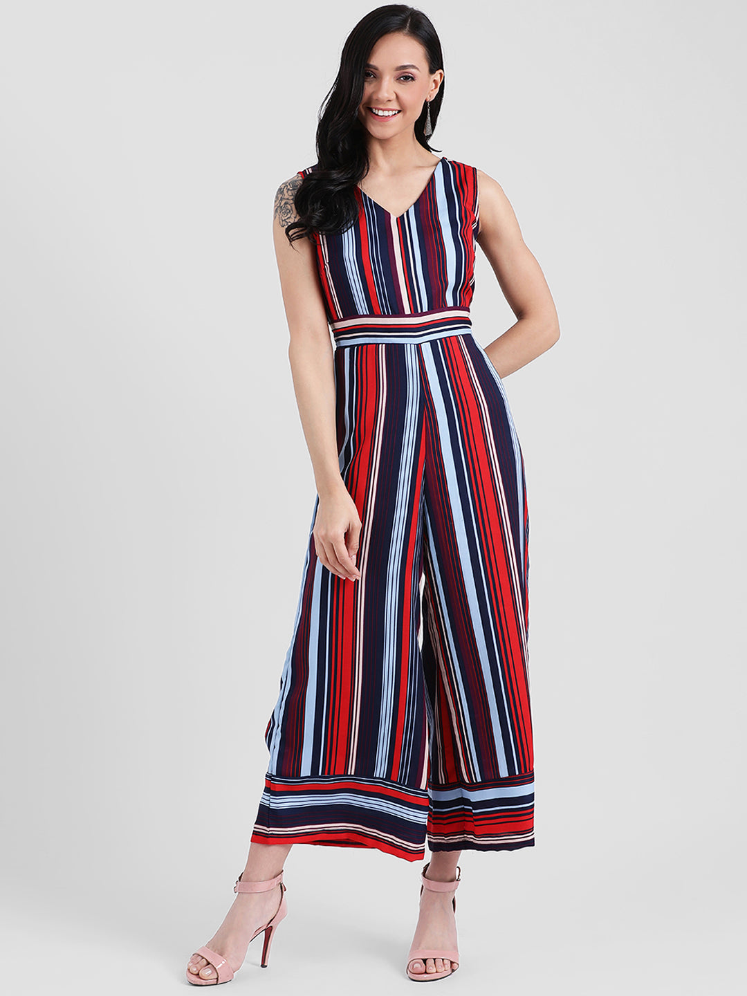 Multi Colored Striped Straight Jumpsuit