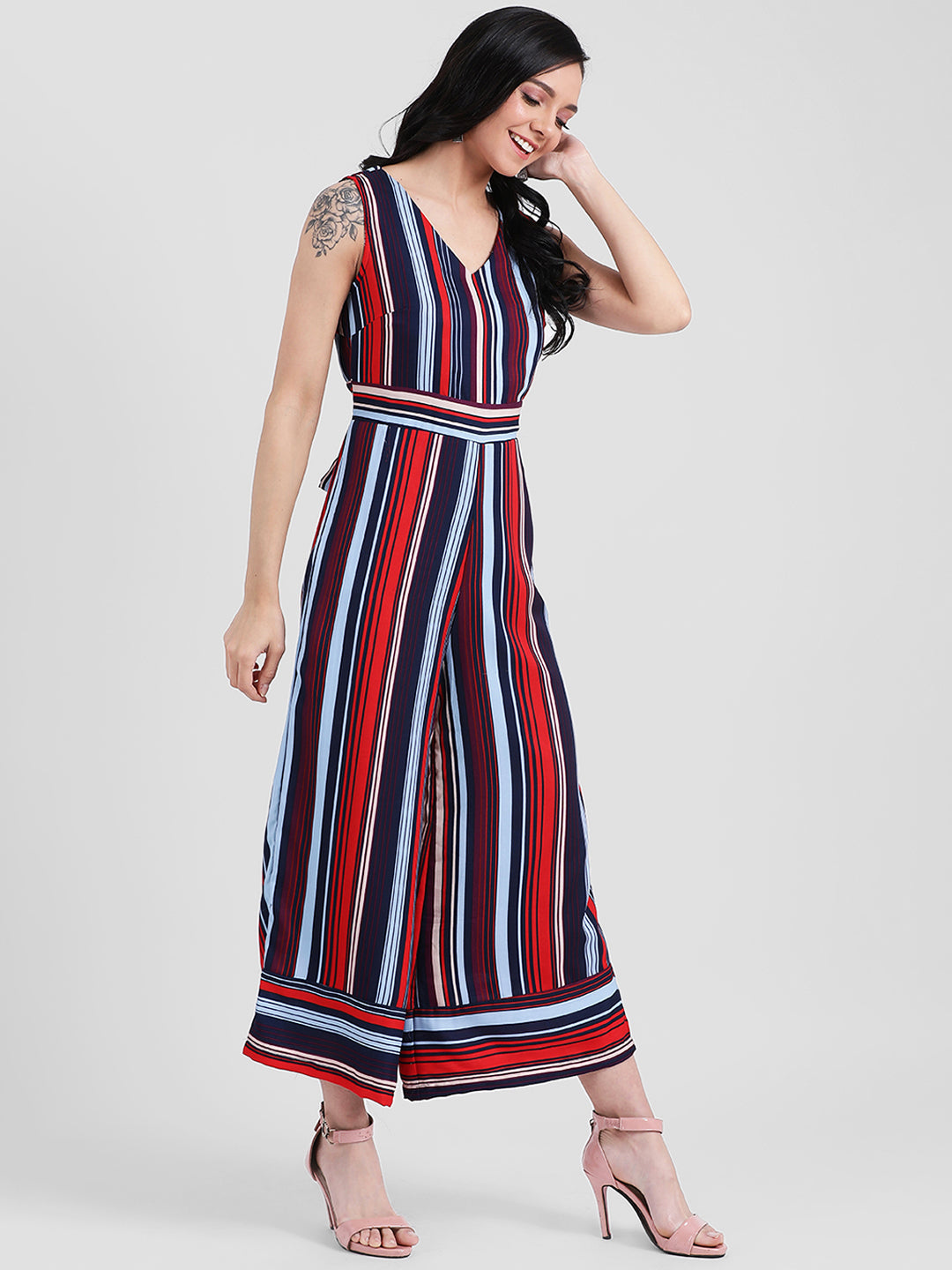 Multi Colored Striped Straight Jumpsuit