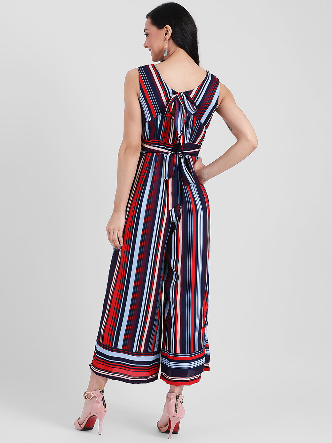 Multi Colored Striped Straight Jumpsuit