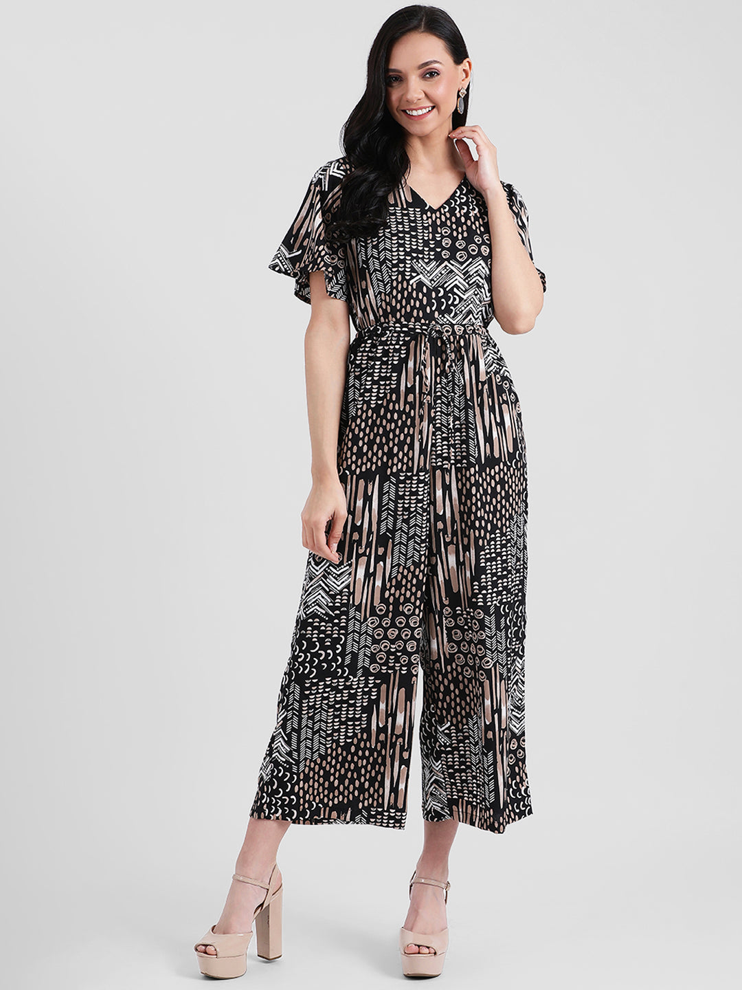 Black Printed Basic Jumpsuit