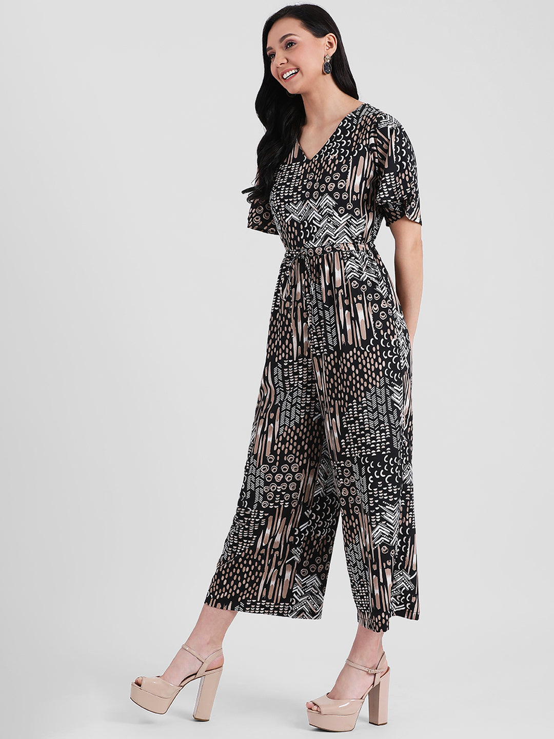 Black Printed Basic Jumpsuit