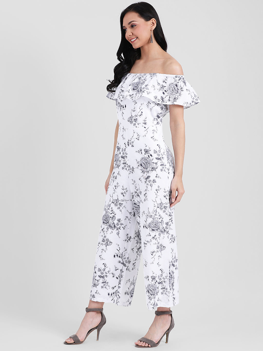 White Printed Basic Jumpsuit