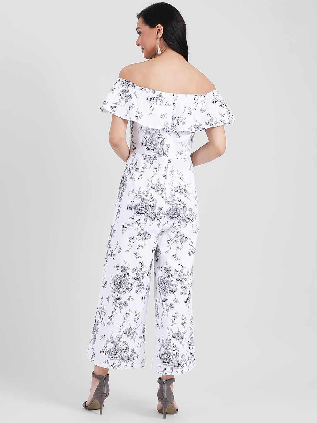 White Printed Basic Jumpsuit