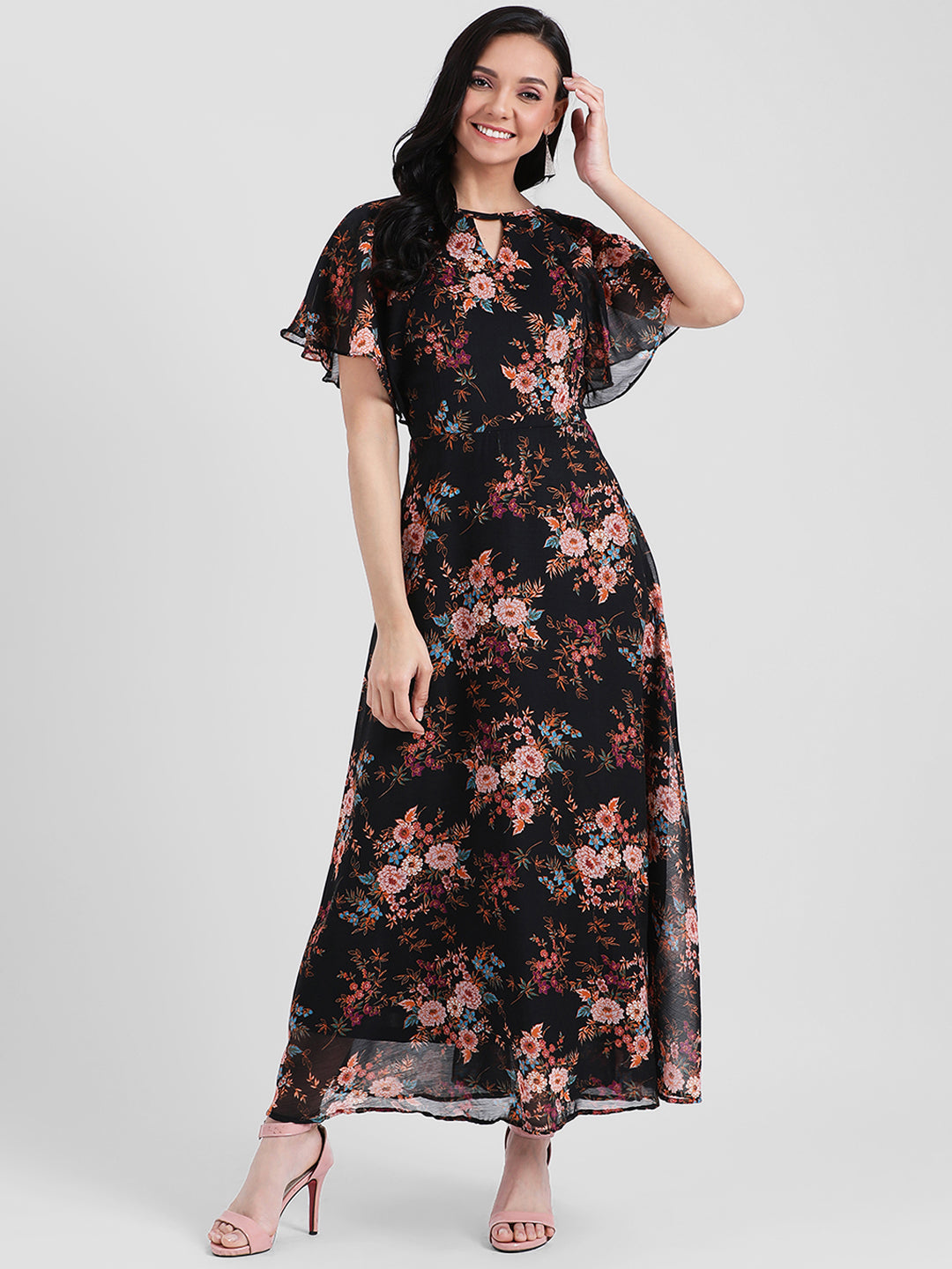 Black Printed Maxi Dress