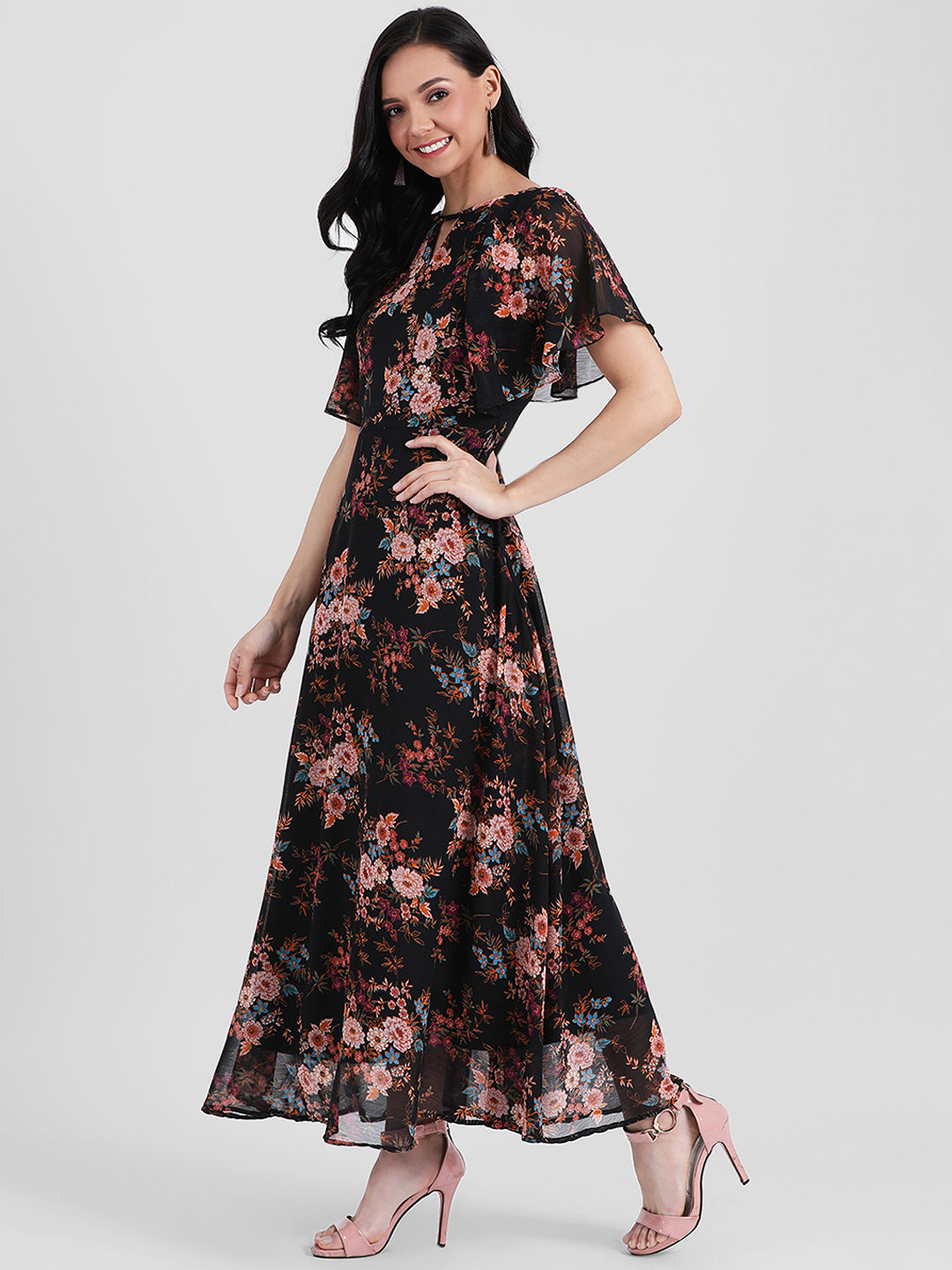 Black Printed Maxi Dress