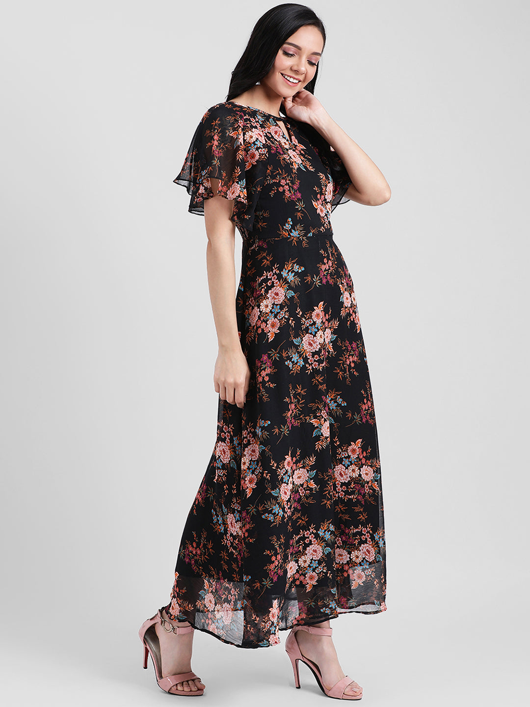 Black Printed Maxi Dress