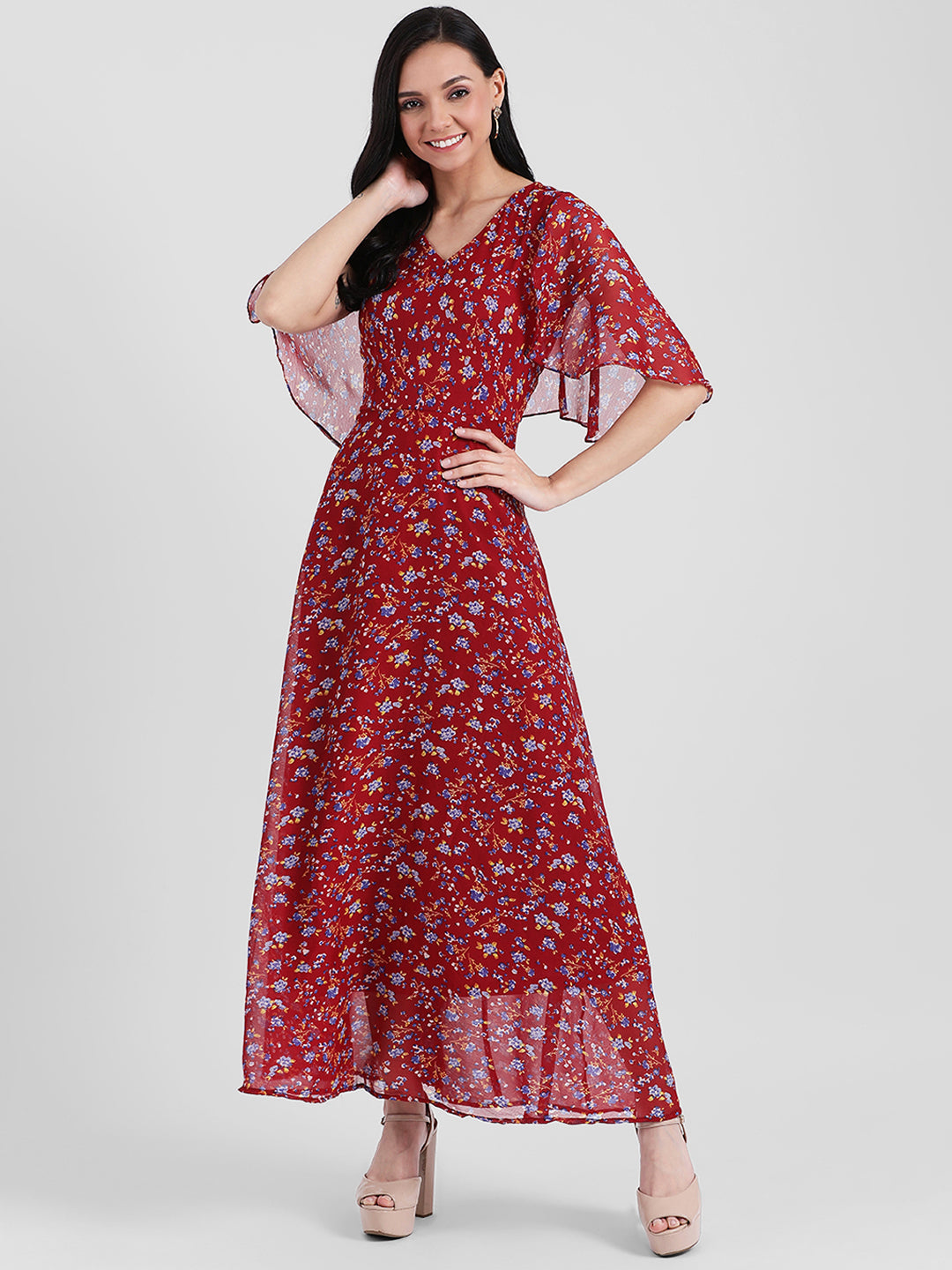 Red Printed Maxi Dress