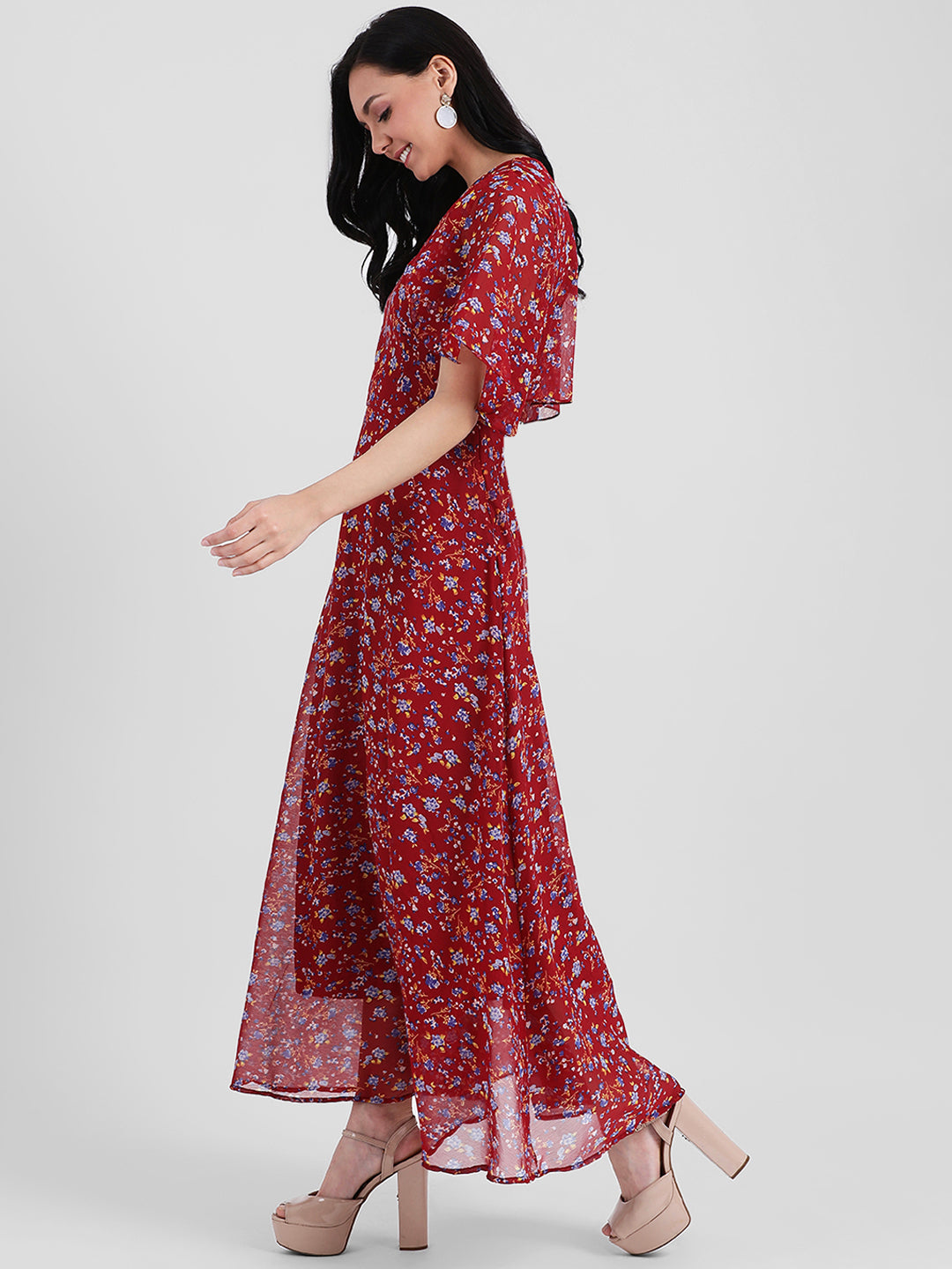 Red Printed Maxi Dress