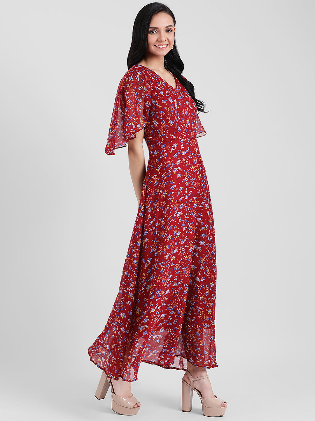 Red Printed Maxi Dress