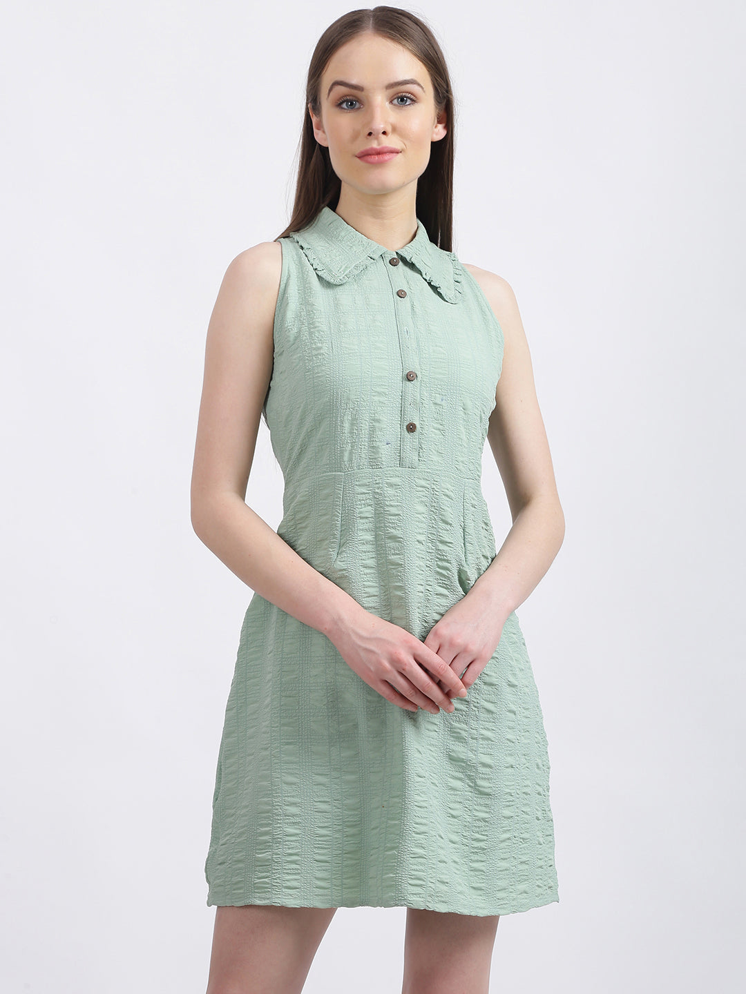 Mint Green Solid Fit & Flare Dress