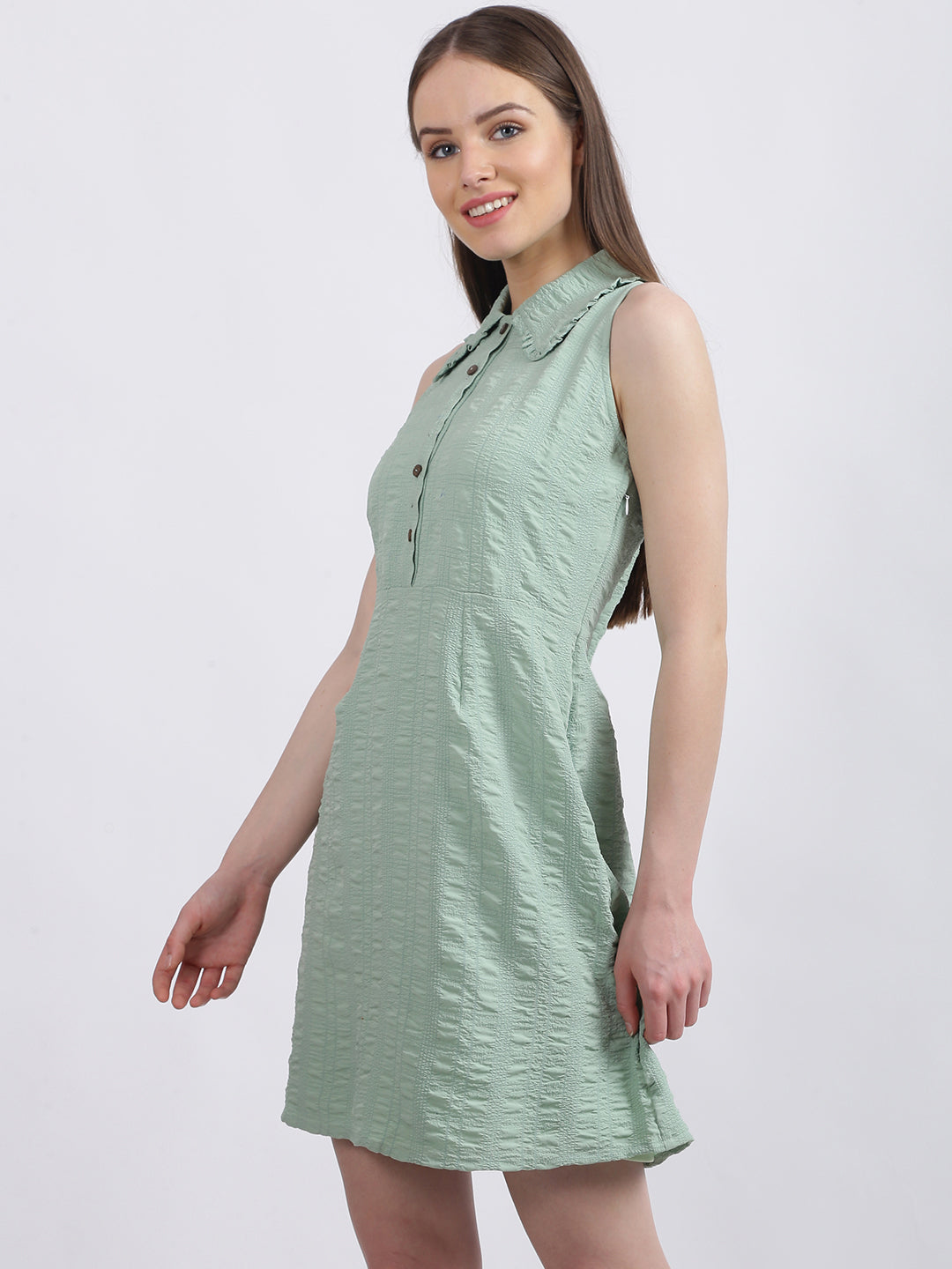 Mint Green Solid Fit & Flare Dress