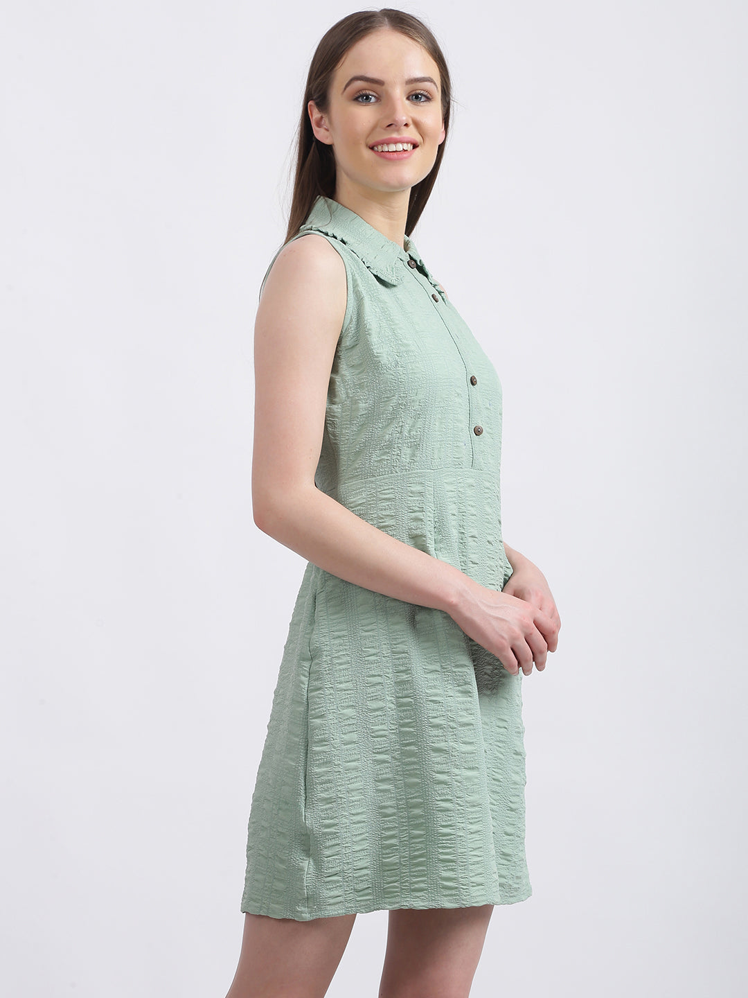 Mint Green Solid Fit & Flare Dress