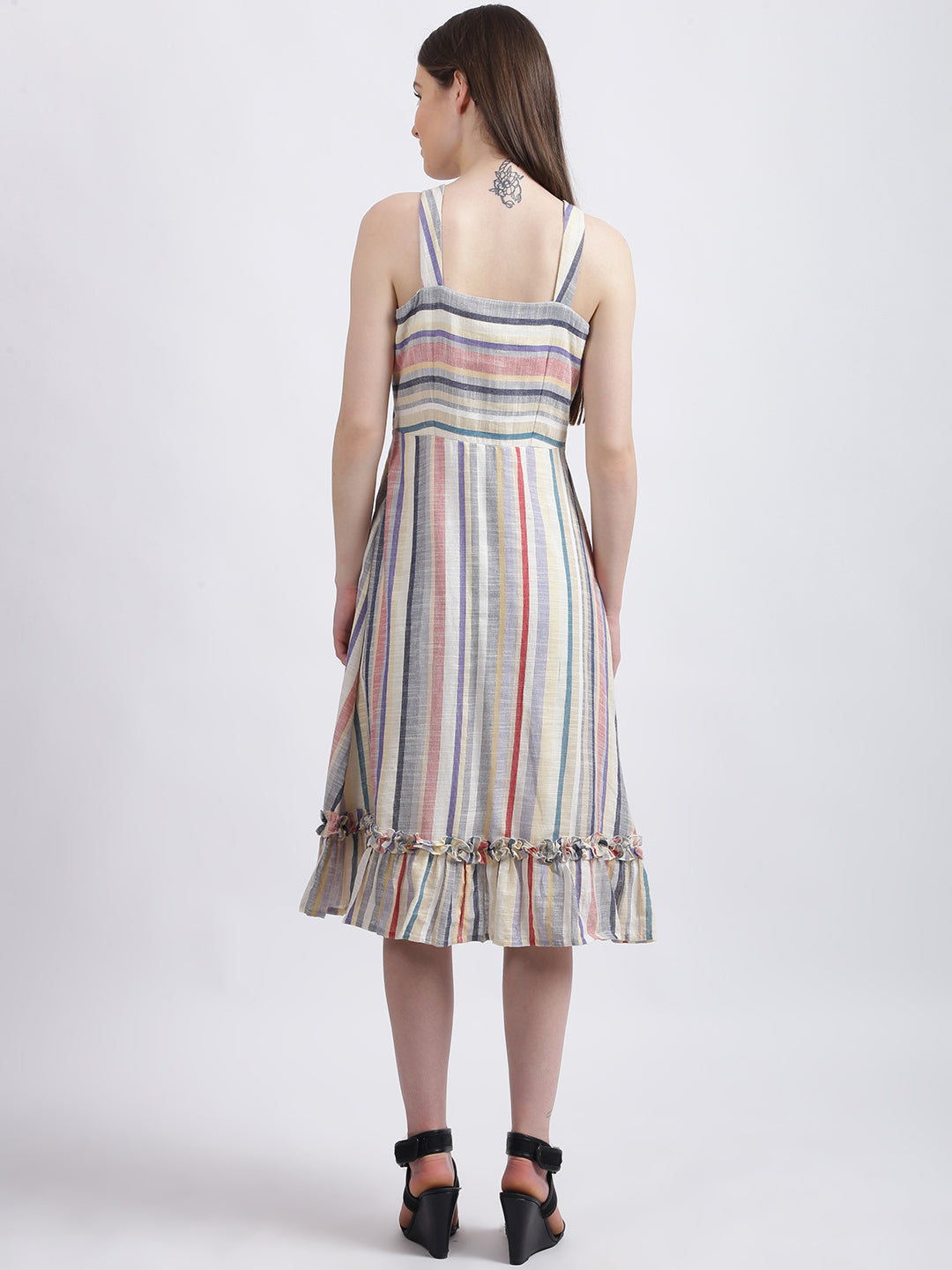 Multi Colored Solid Tiered Dress