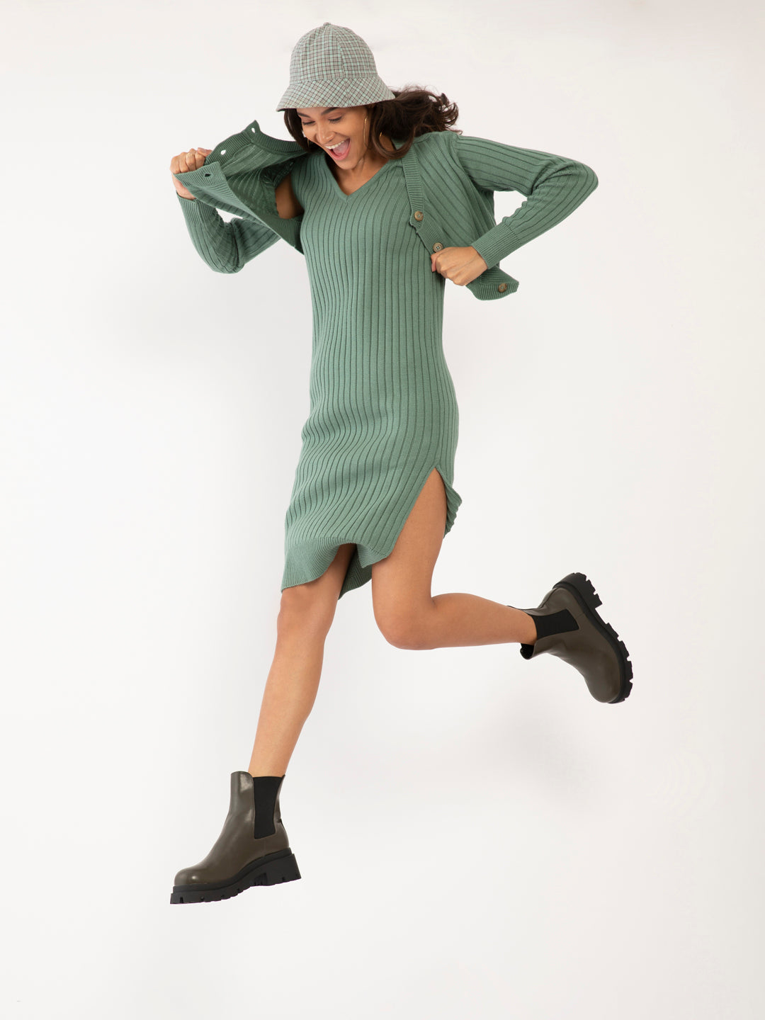 Green Solid Fitted Co-ords