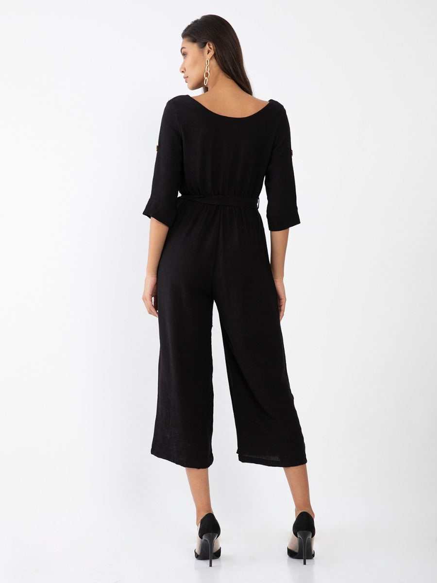 Black Solid Jumpsuit