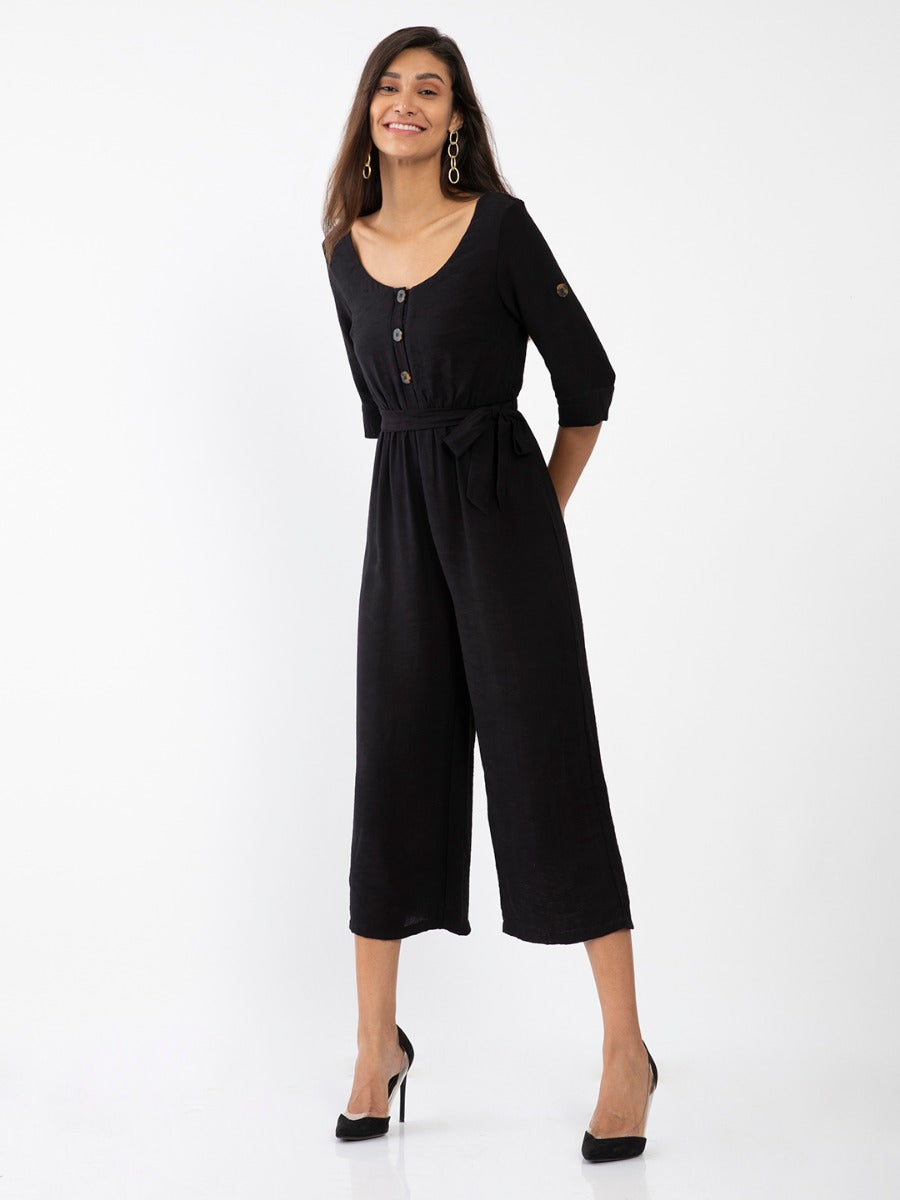 Black Solid Jumpsuit