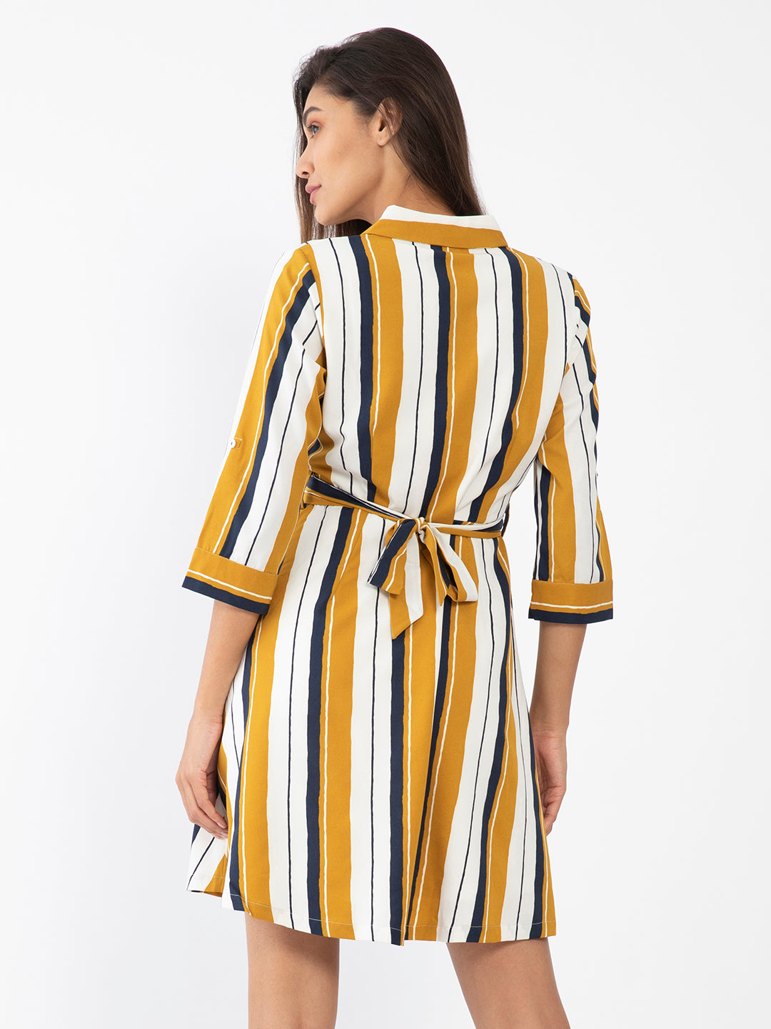 Multi Colored Striped Shirt Dress