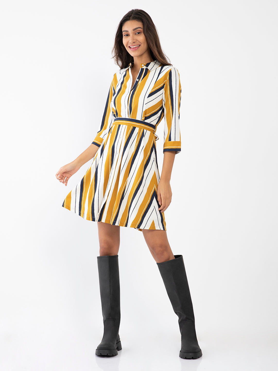 Multi Colored Striped Shirt Dress