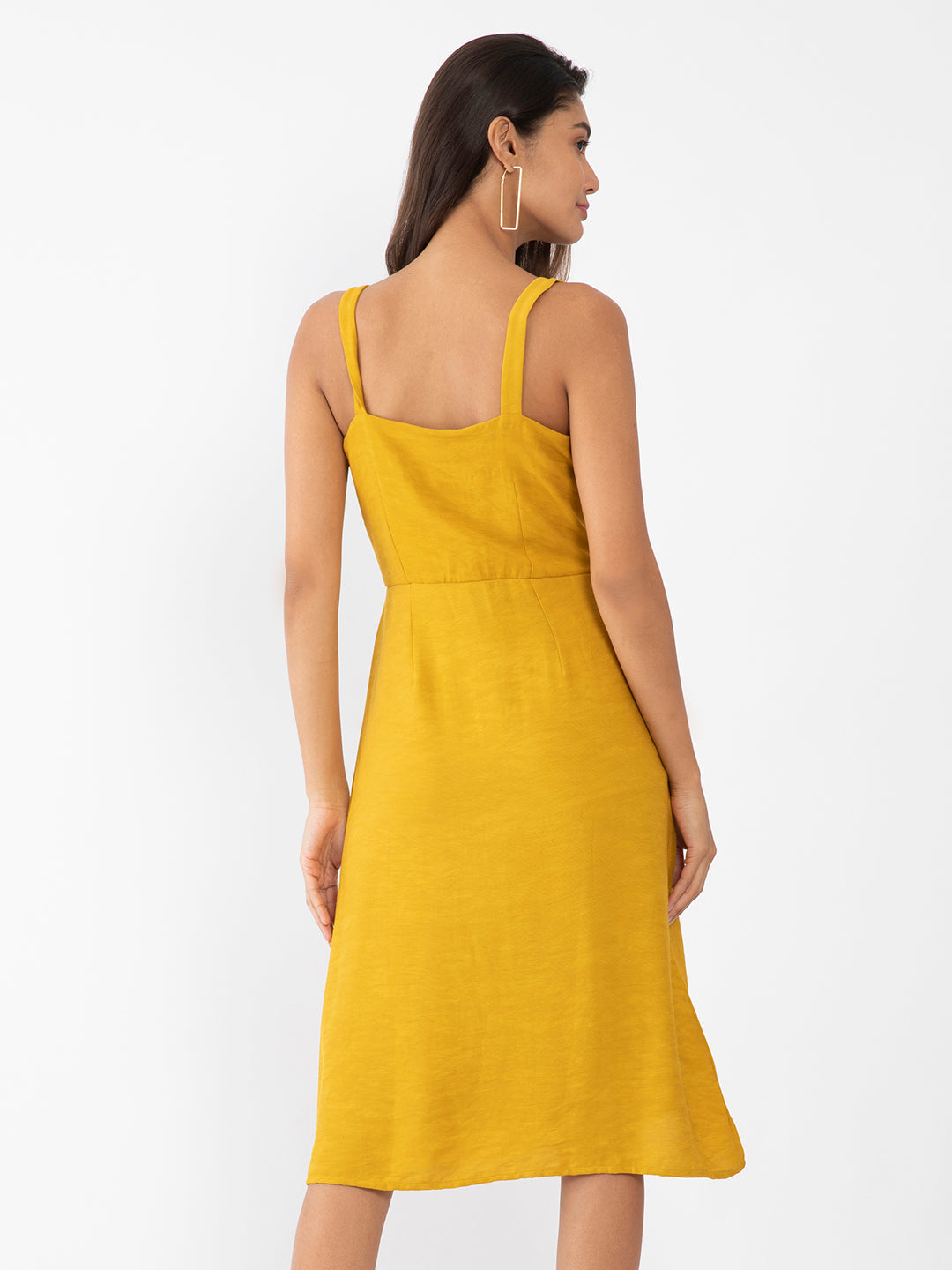 Mustard Yellow Solid A-Line Dress