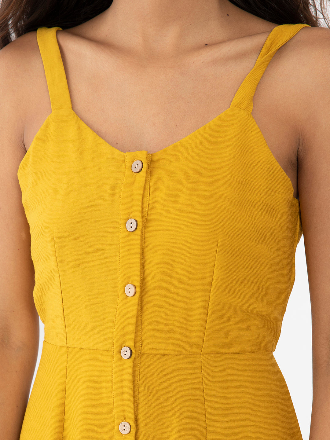 Mustard Yellow Solid A-Line Dress