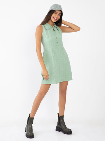 Mint Green Solid Fit & Flare Dress for Women
