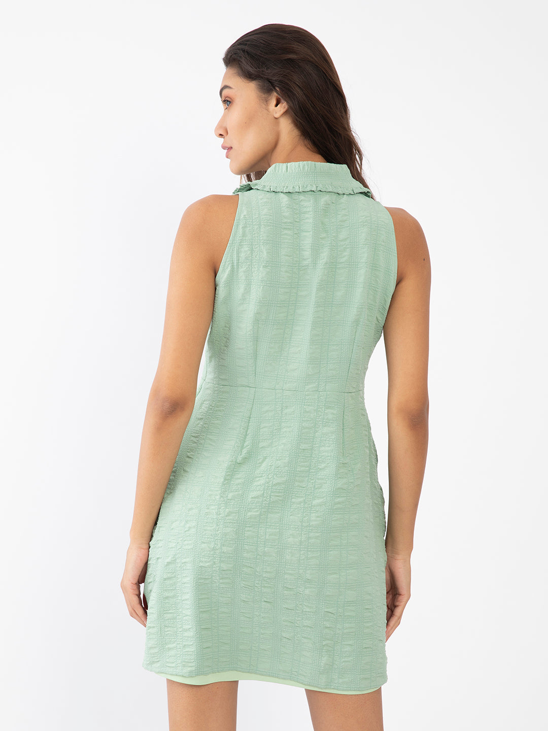 Mint Green Solid Fit & Flare Dress