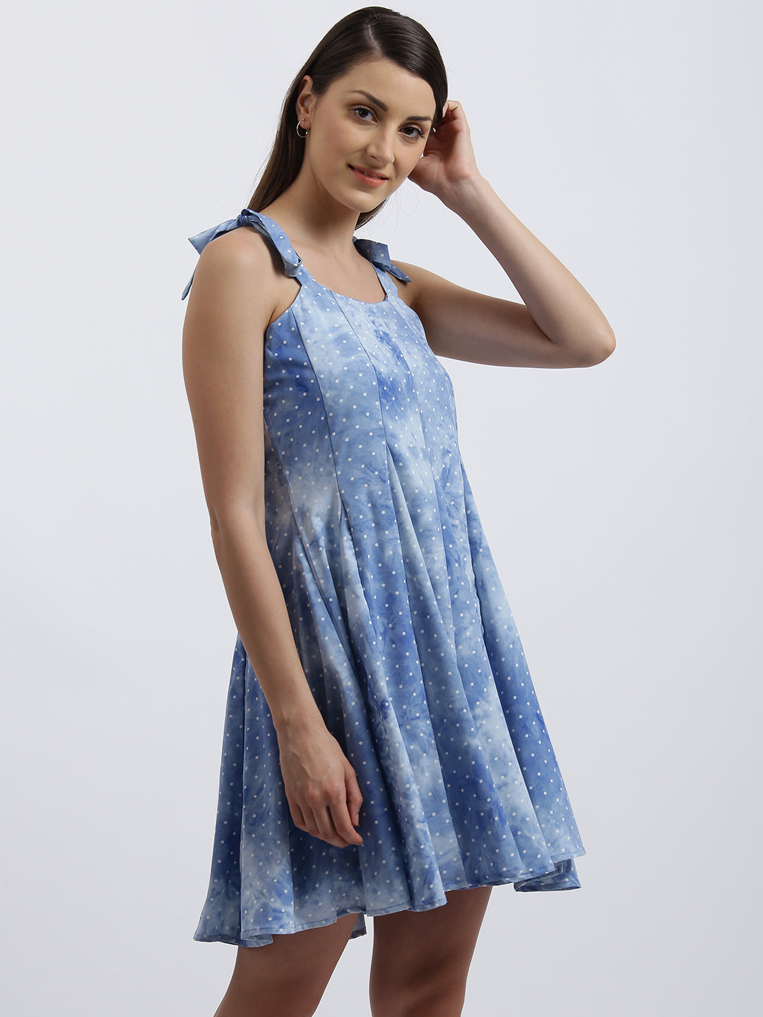 Blue Polka Fit & Flare Dress