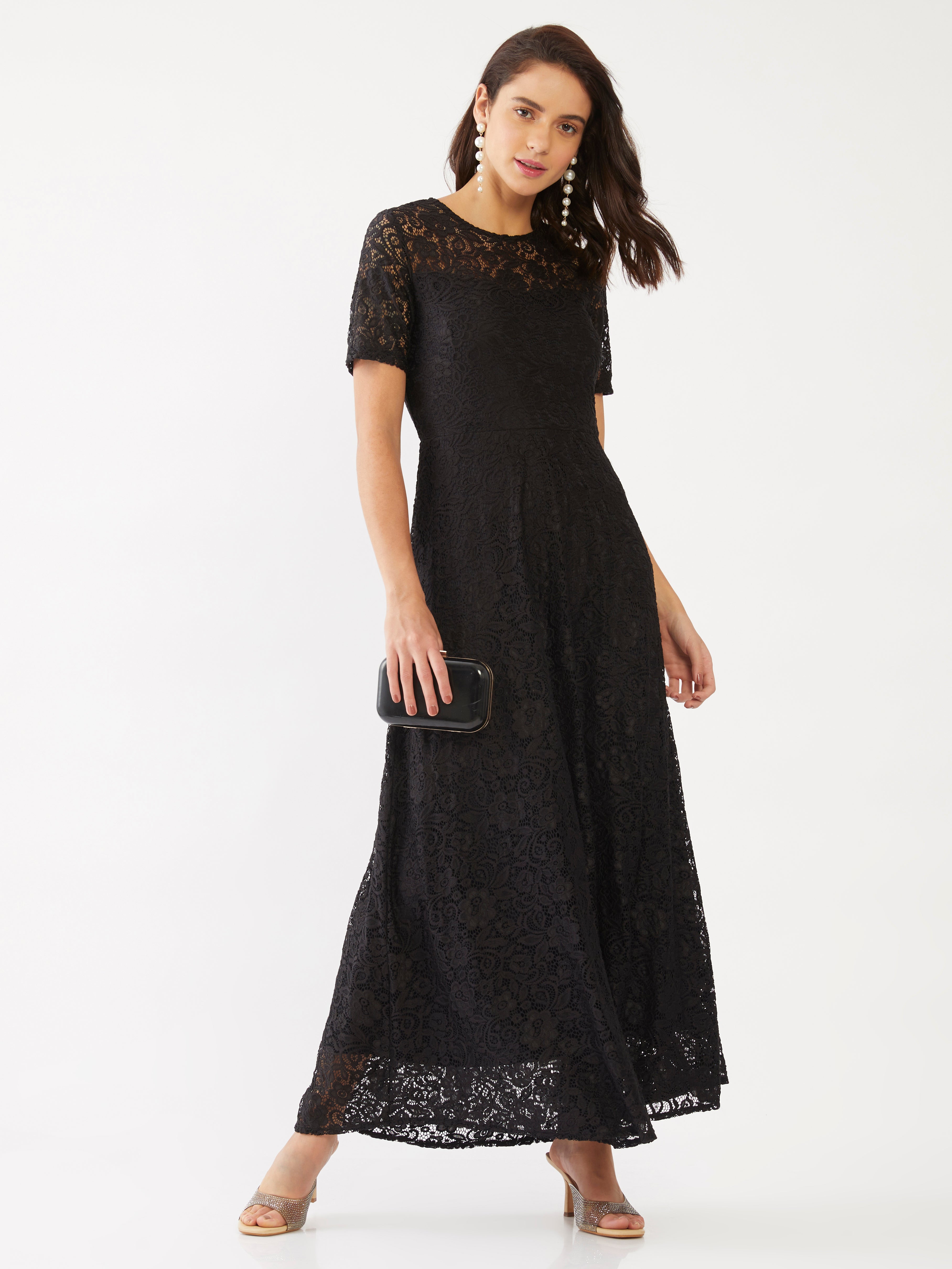 Black Lace Maxi Dress