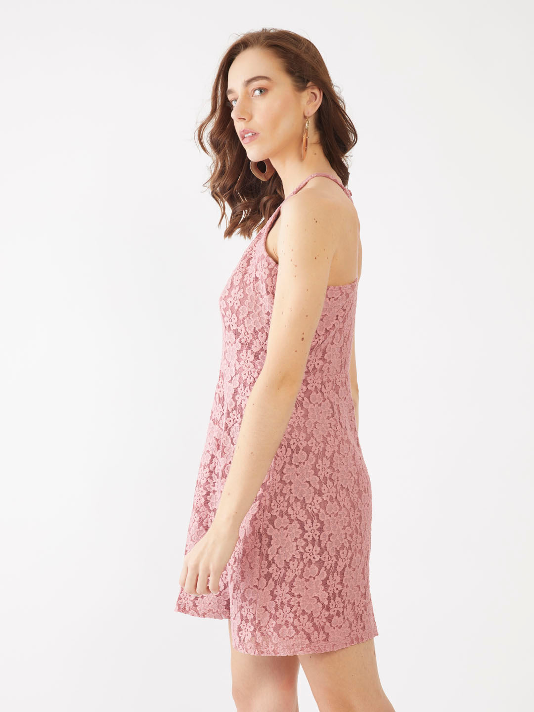 Pink Lace Short Dress