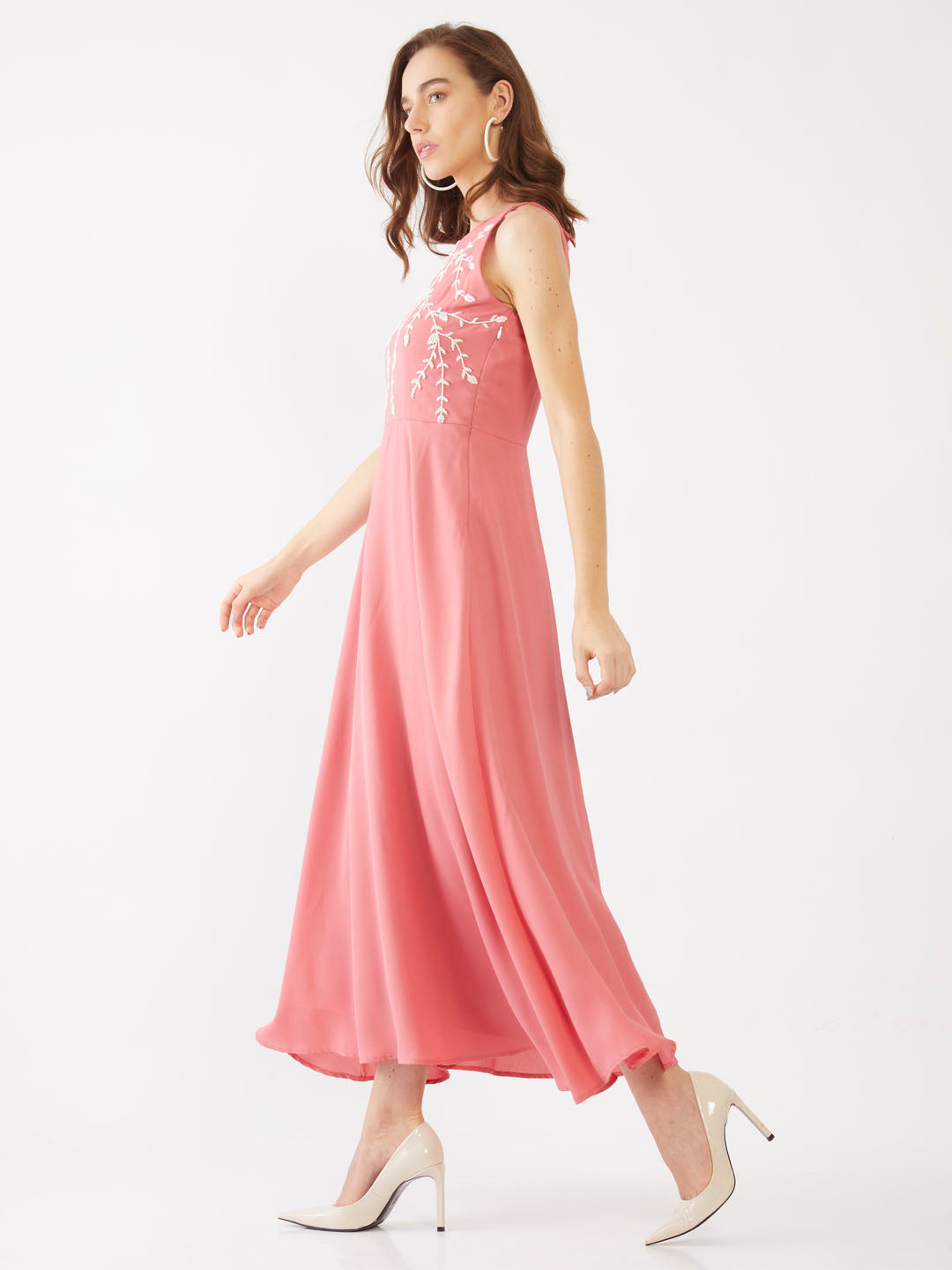 Peach Embellished Maxi