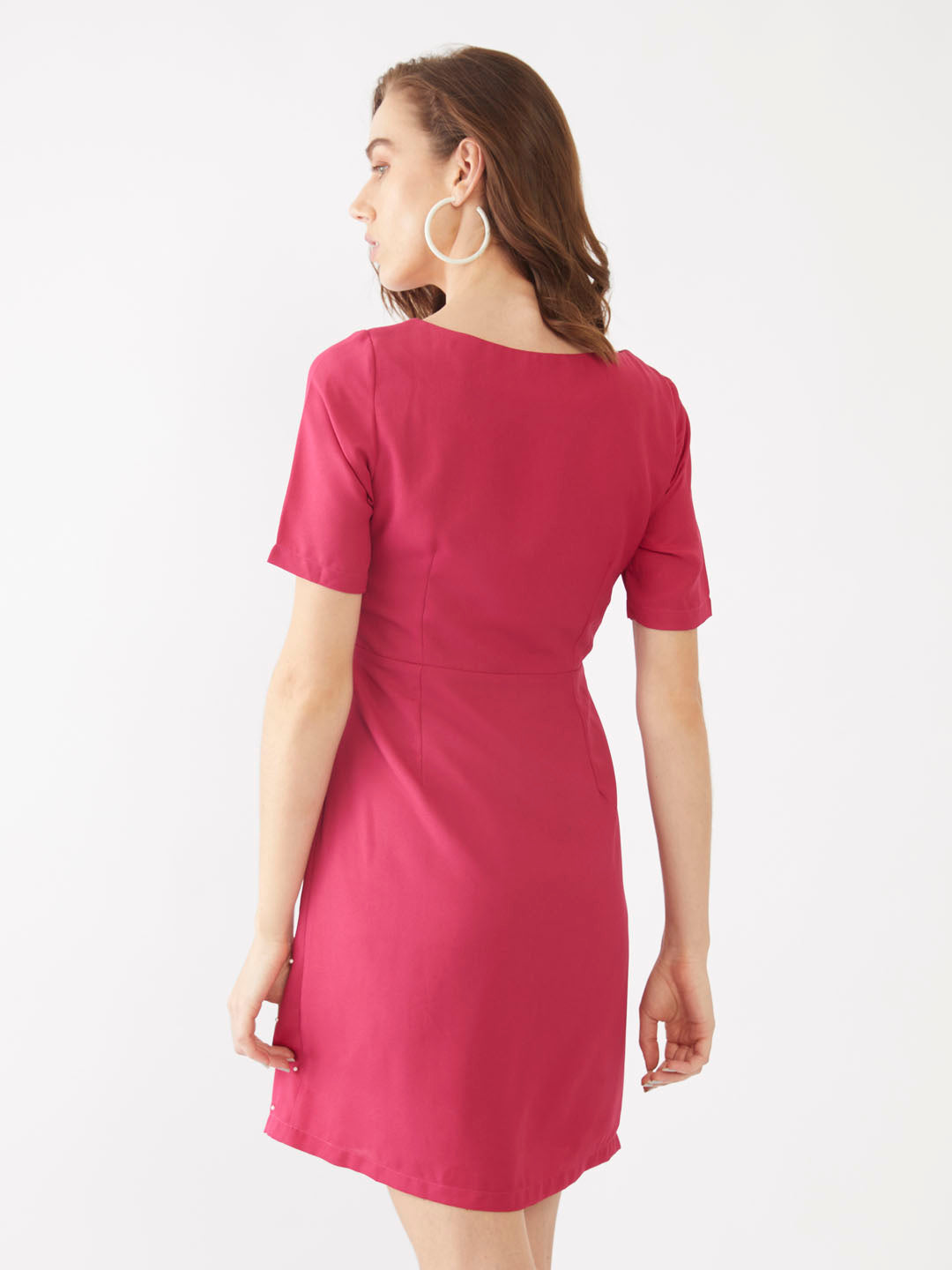 Pink Embellished Short Dress For Women
