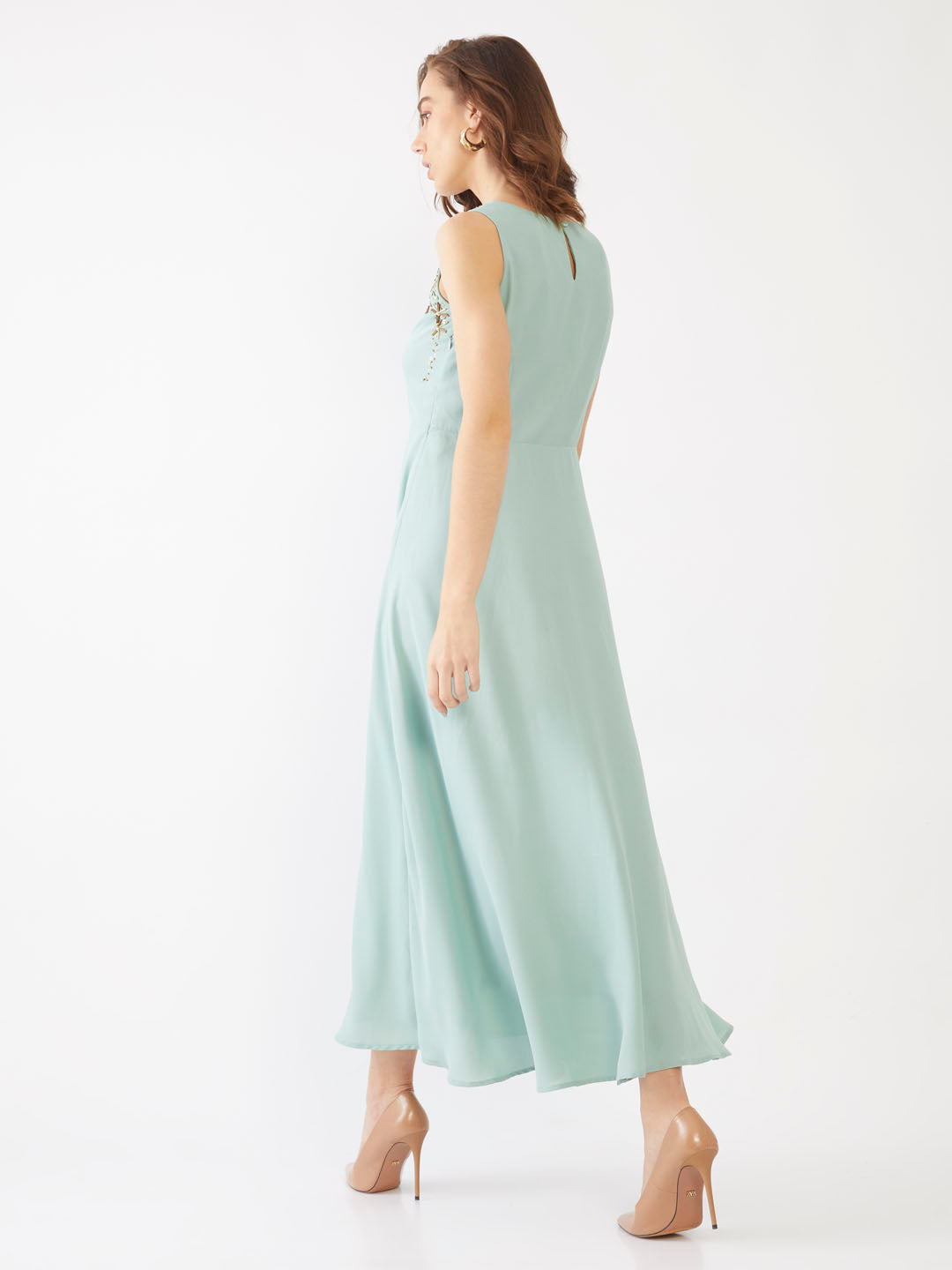 Green Embellished Maxi