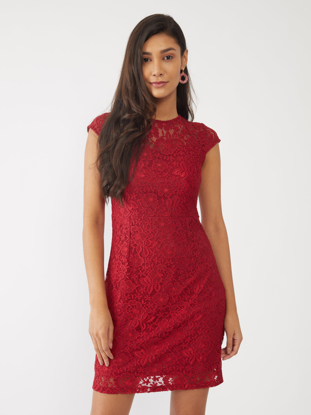 Red Lace Short Dress