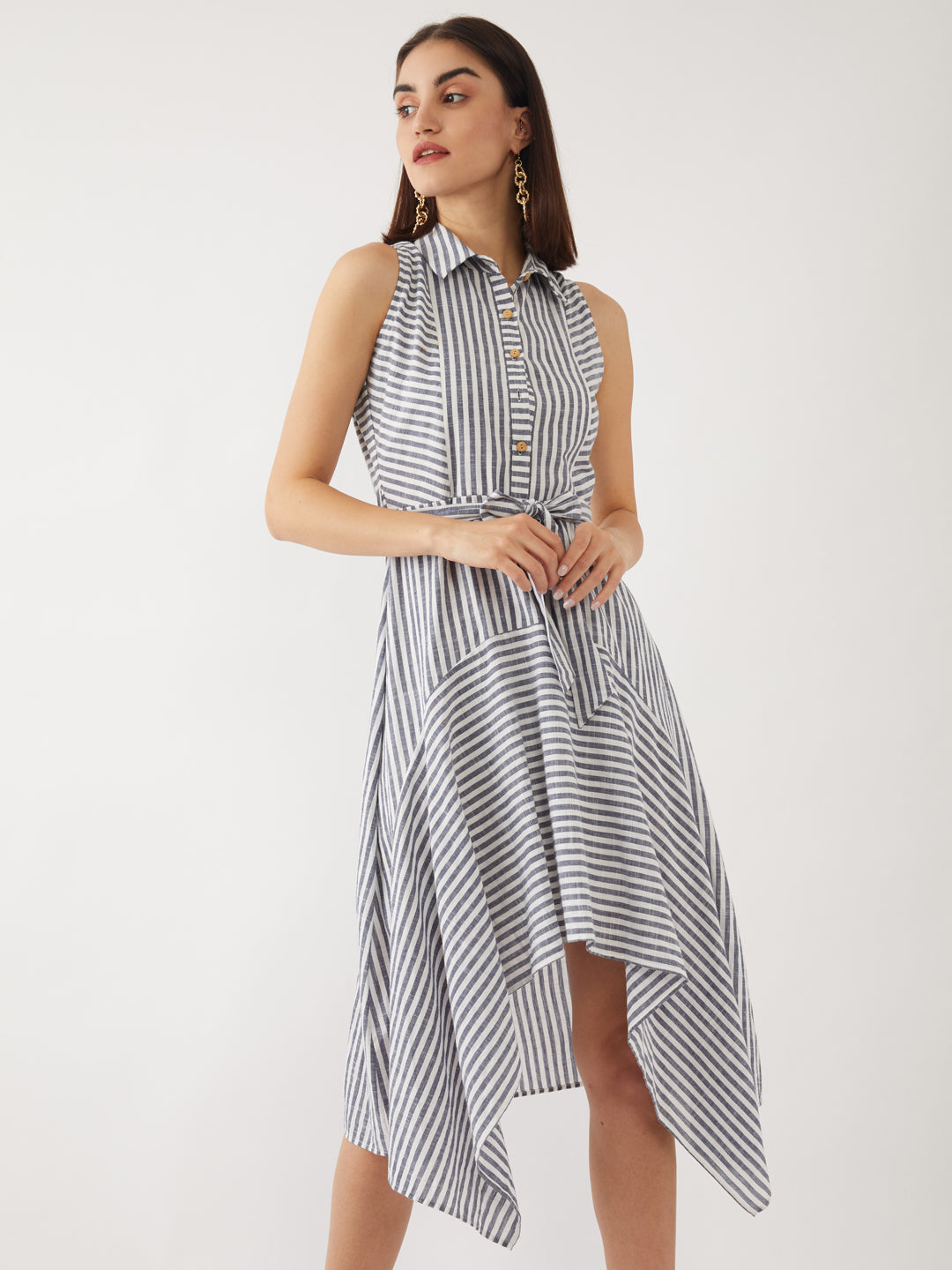 White Striped Midi