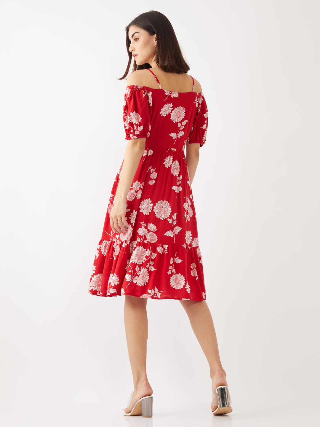 Red Printed Midi