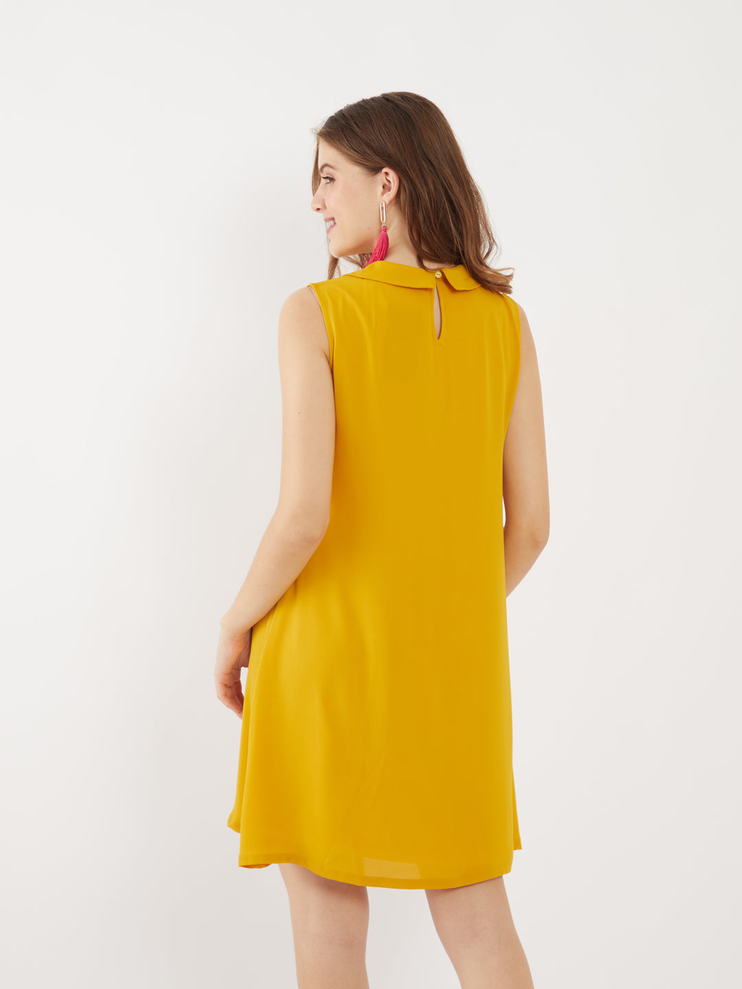 Yellow Solid Short Dress