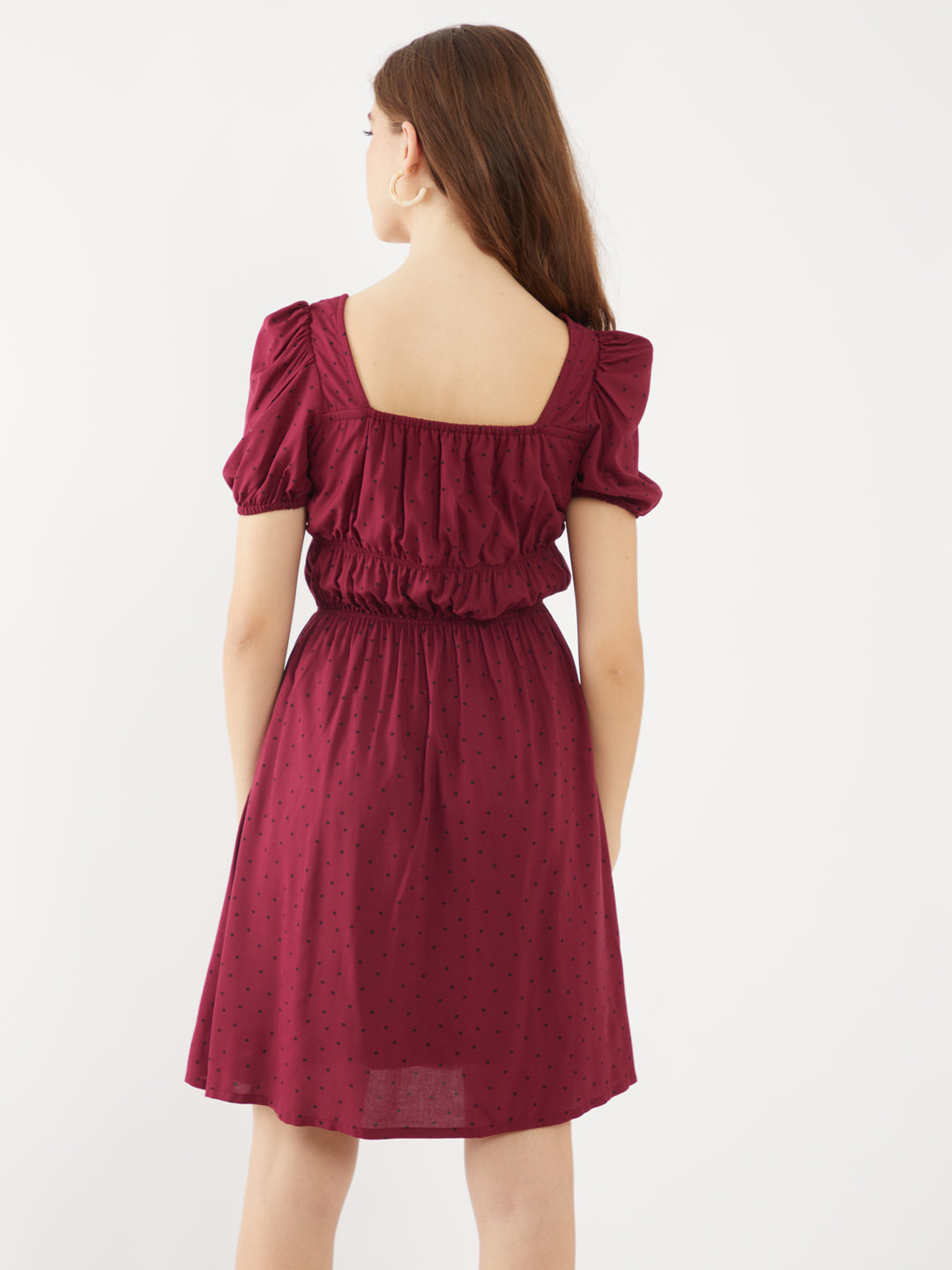 Maroon Striped Short Dress