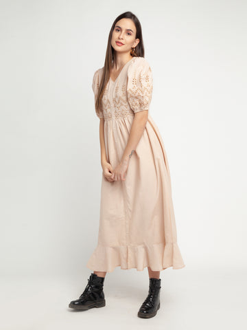 Silk Shirt Dress - Cream - Ladies