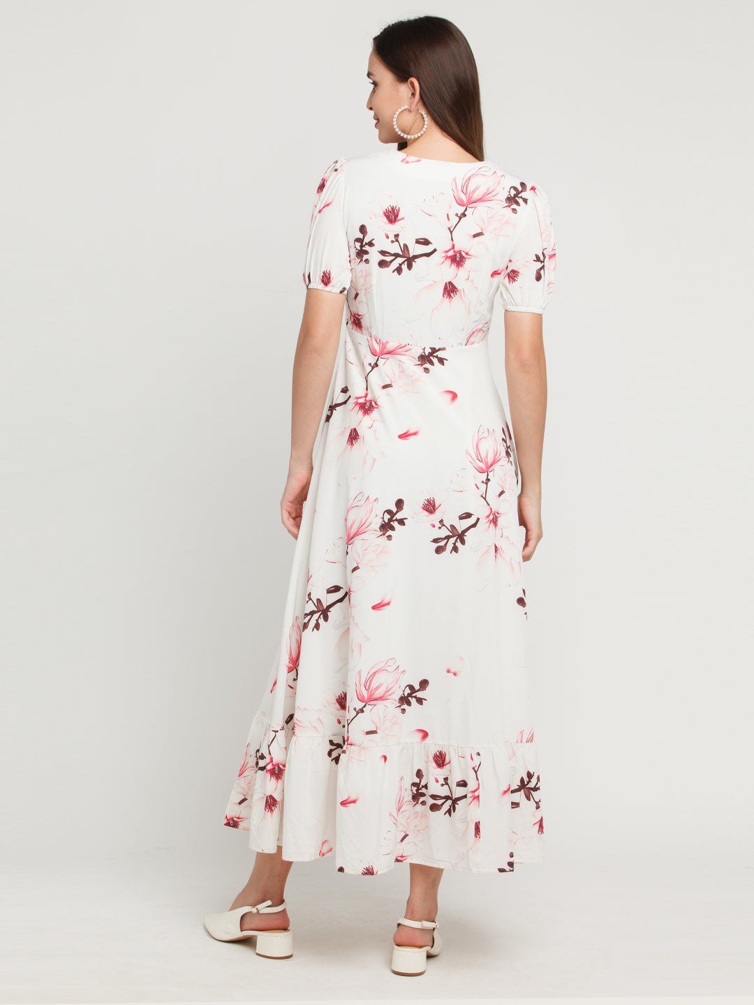 White Printed Tiered Maxi Dress