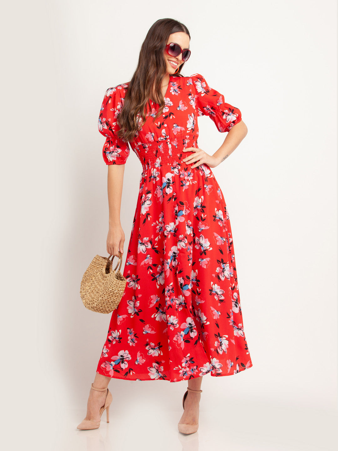 Red Printed Maxi Dress