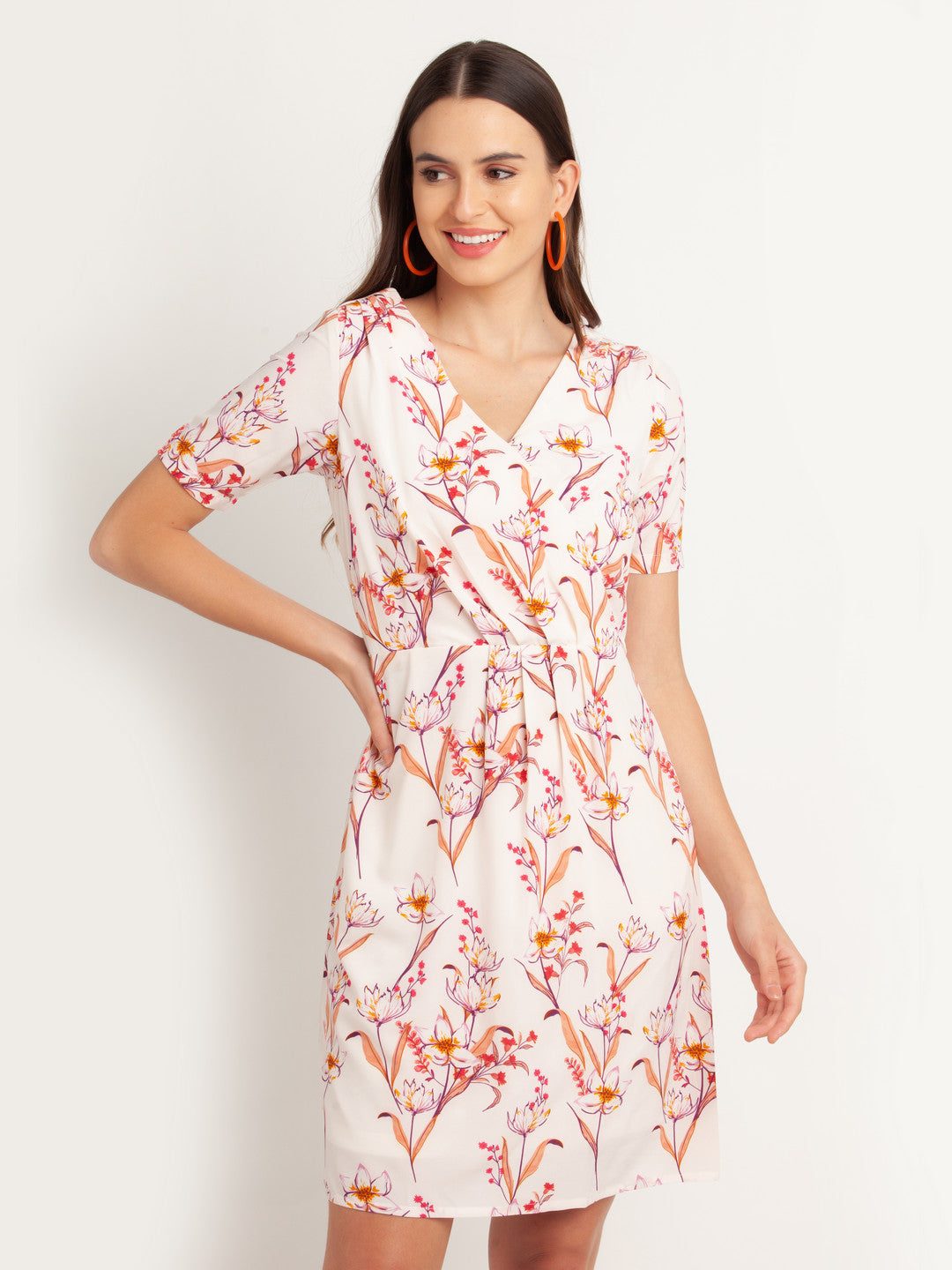 Off White Printed Wrap Dress