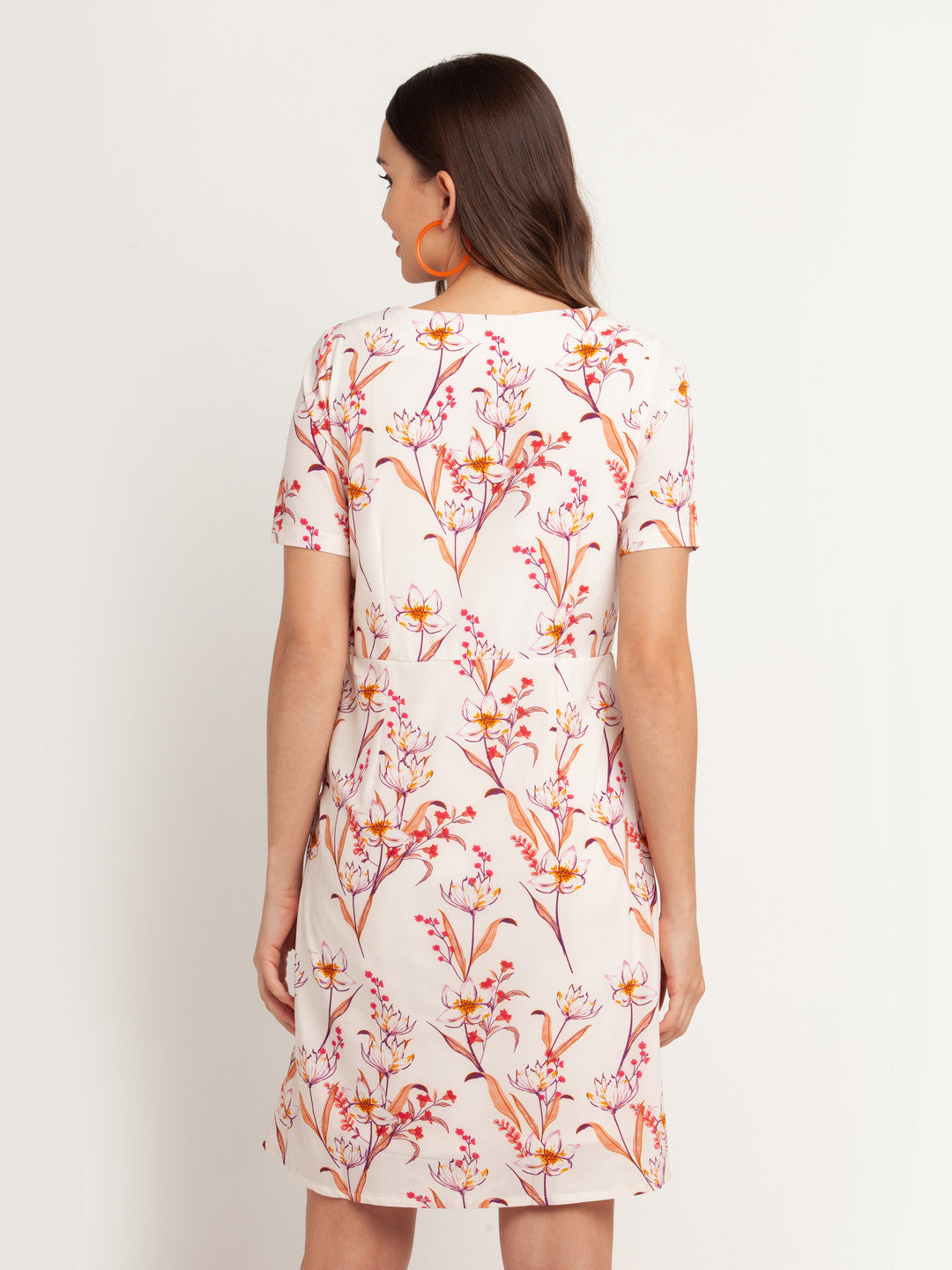 Off White Printed Wrap Dress