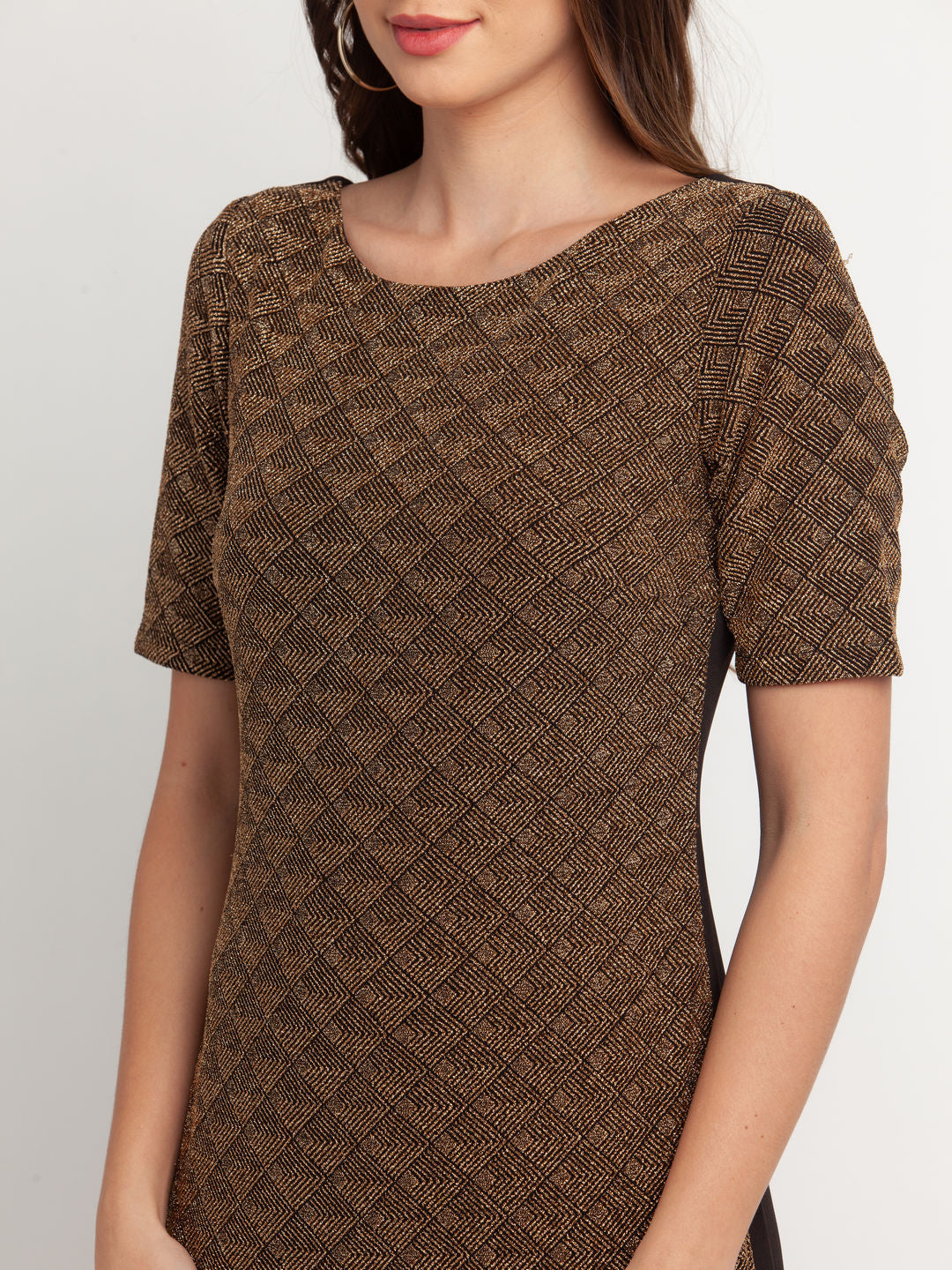 Black Self Design Short Dress